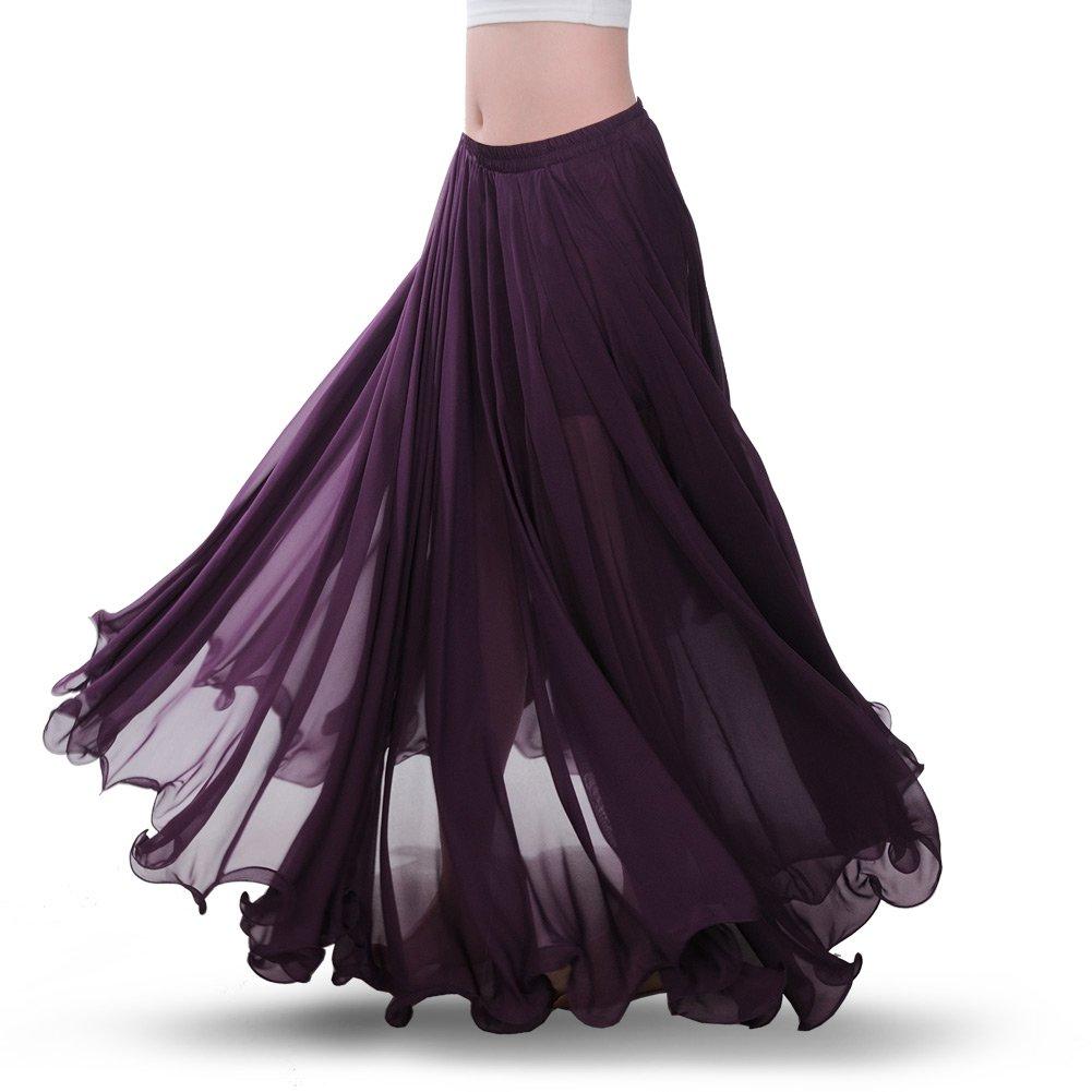 ROYAL SMEELA Chiffon Belly Dance Skirt for Women Belly Dancing Costume Outfit Tribal Maxi Full Skirts Solid Color Skirt Voile - Image 2