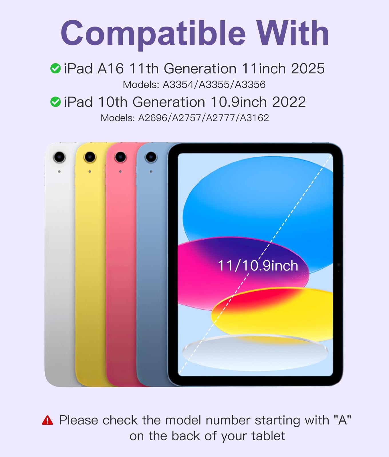Hamile for iPad 11th 10th Generation Case with Keyboard - 7 Colors Backlit Wireless Detachable Folio Keyboard Cover with Pencil Holder for iPad 11-inch A16 2025 10th Gen 10.9 Inch 2022 (Purple) - Image 2