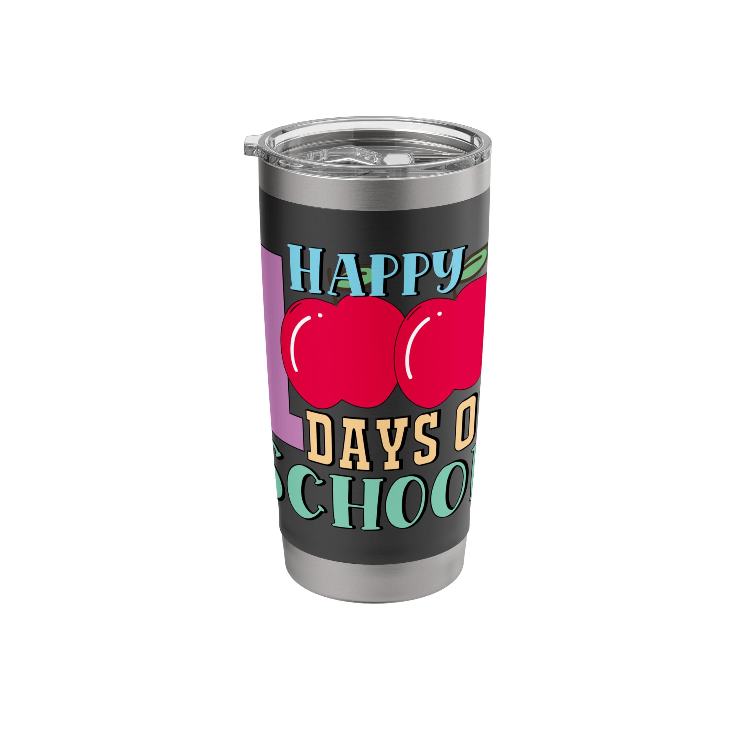 Happy 100 Days Of School Apple Celebration Stainless Steel Insulated Tumbler