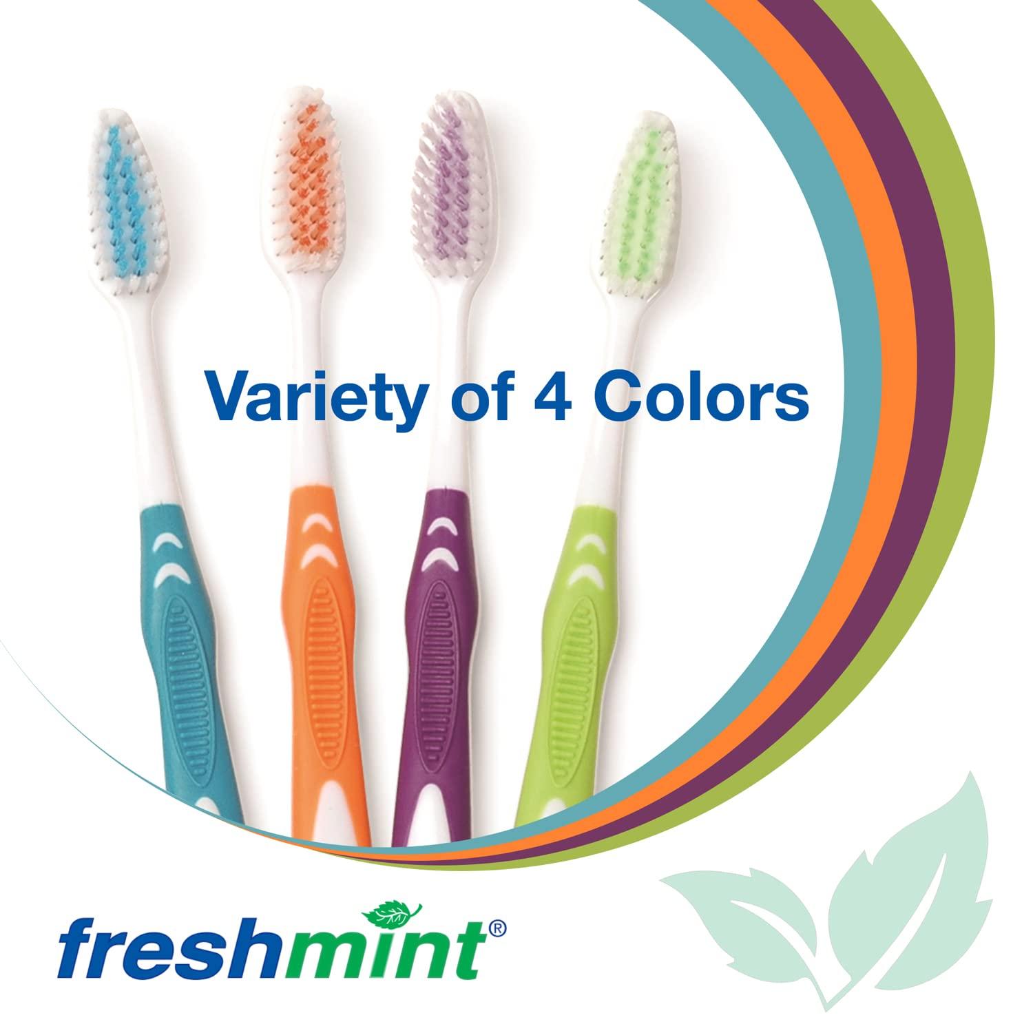 FRESHMINT Individually Wrapped Bulk Premium Toothbrushes (144 Pack), Oversized Easy Grip Rubber Handle, Soft Multi Color Nylon Bristles, Perfect for Travel, Hotel, Donation - Image 4