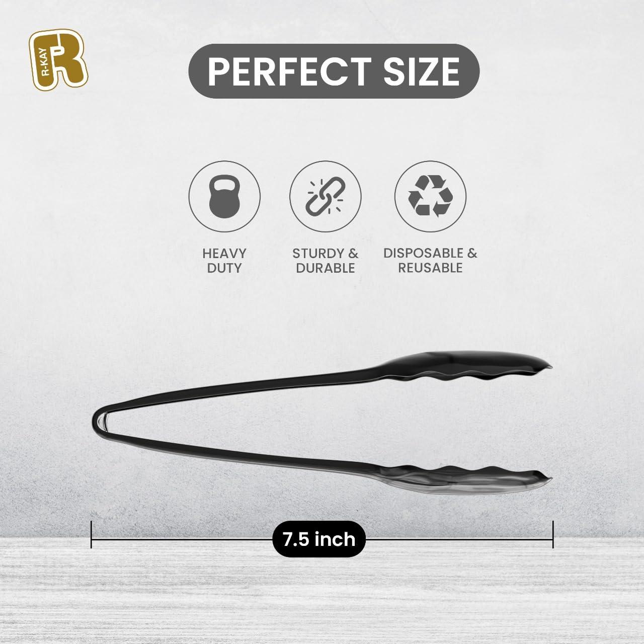 12 Pack Large Plastic Serving Tongs For Buffet - Plastic Serving Utensils For Hot And Cold Food - Disposable Serving Tongs For Parties, Holidays And Gatherings (Black) - Image 5