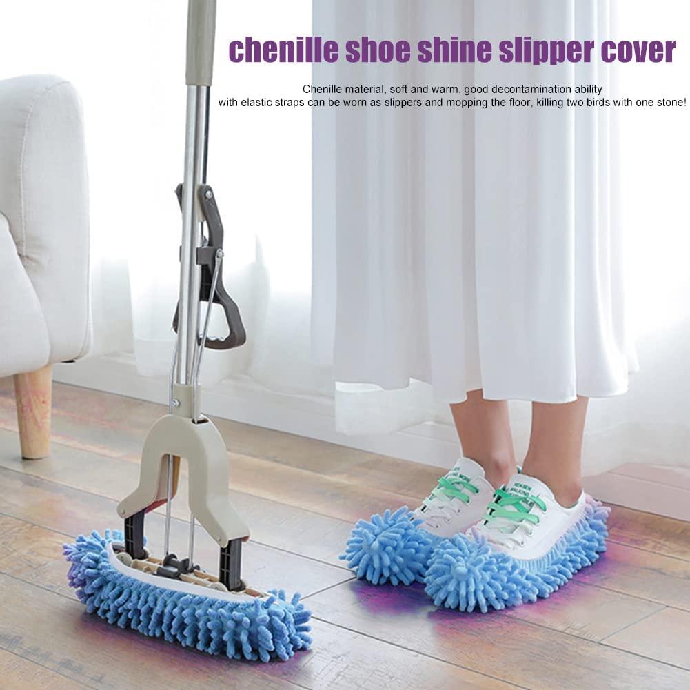 Mop Socks, 2Pairs Microfiber Cleaning House Mop Slipper Covers Soft Washable Reusable Microfiber Foot Socks for Floor Cleaning (Blue) - Image 4