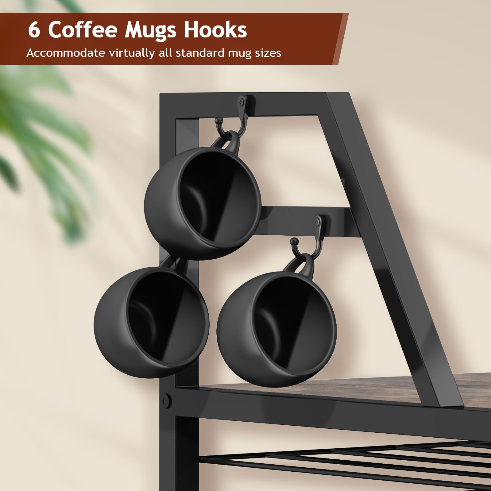 Homsorout K Cup Holder Drawer - Coffee Pod Organizer for Counter, Sturdy k cups Storage Drawer with Mug Rack, Coffee Maker Stand, 35 Capacity Pods, Home Kitchen Counter Organizer, Rustic Brown - Image 5
