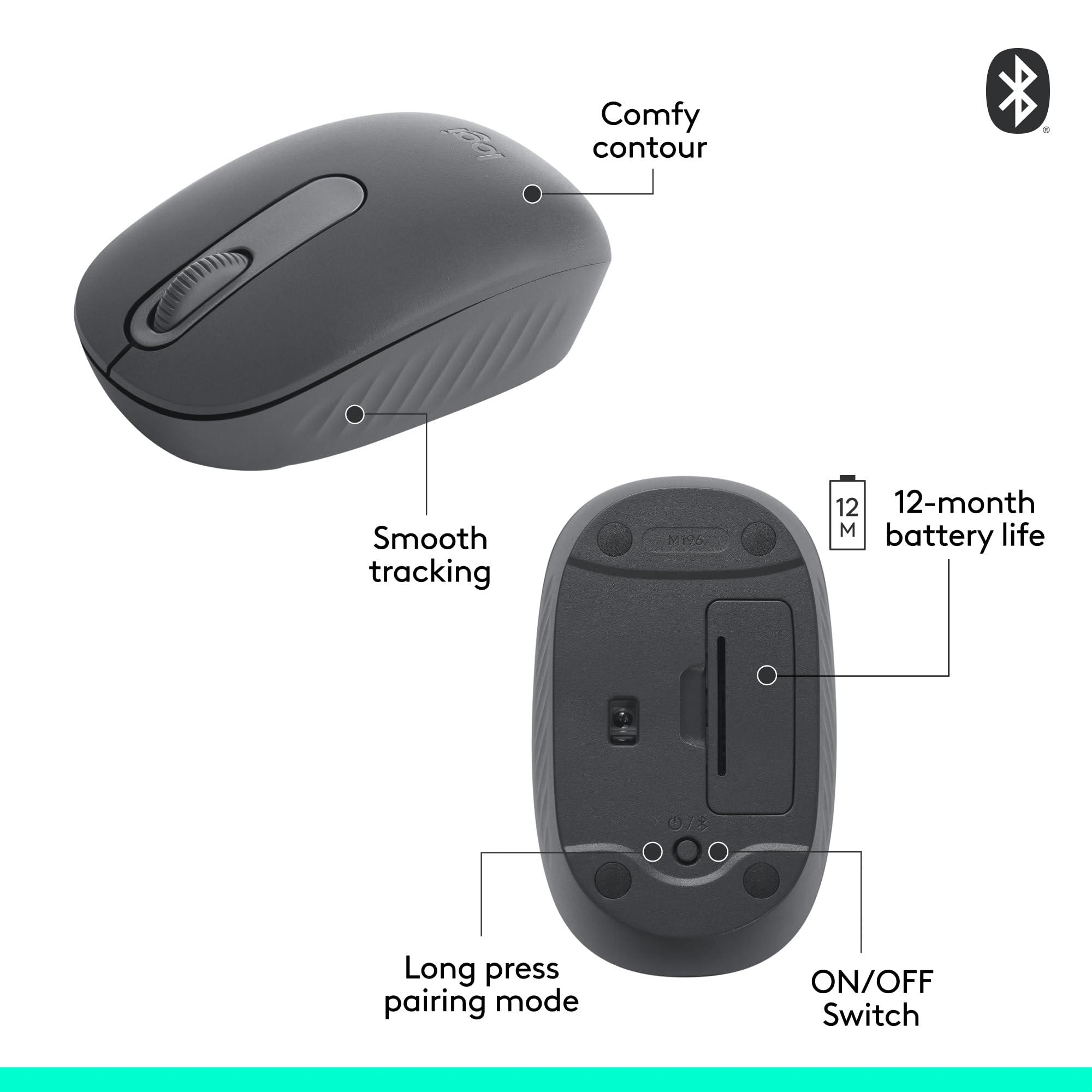 Logitech M196 Bluetooth Wireless Mouse, Compact and Portable Mouse for Laptops, Tablets and More, 12-Month Battery, Smooth Tracking, Compatible with PC and Mac, Windows and macOS - Graphite - Image 7