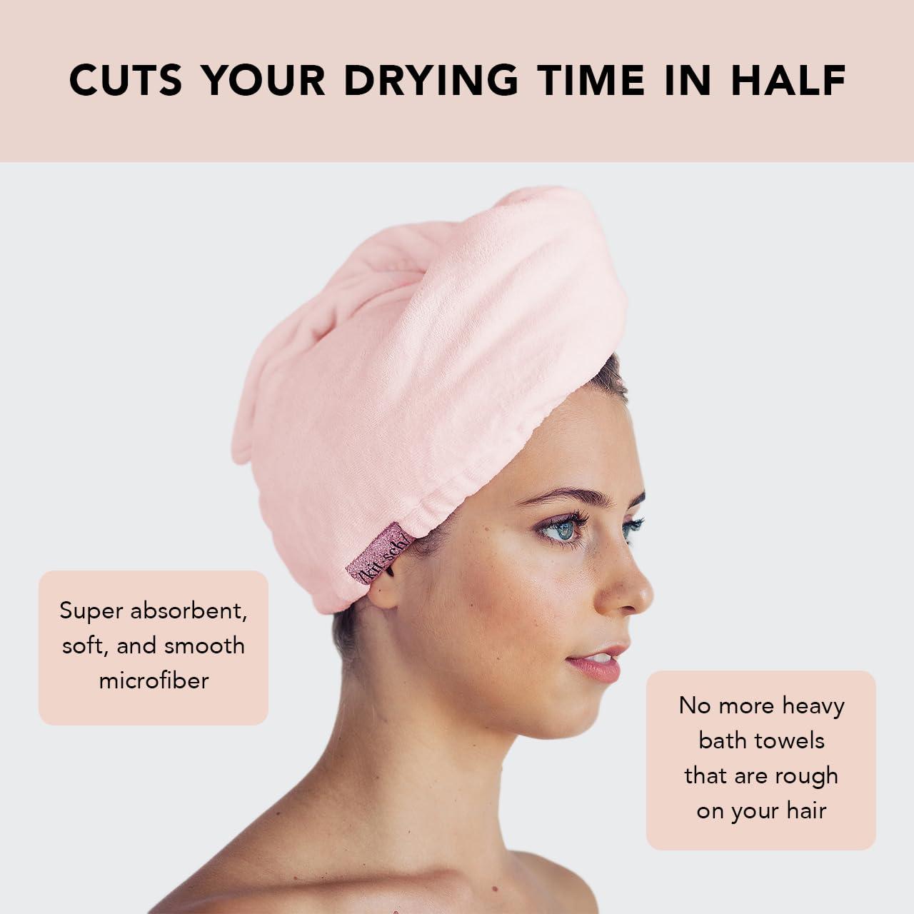 Kitsch Microfiber Hair Towel Wrap for Women - Super Absorbent Hair Drying Towel - Quick Dry, Anti-Frizz - for Long & Short, Wet & Curly Hair - Blush - Image 7