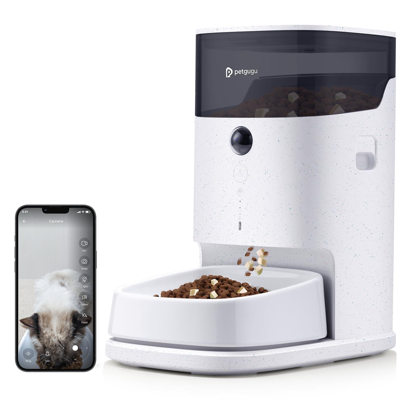 PF2 2.4G Healthy Automatic Cat feeder, 3.5L Automatic Dog Feeder with Video and Voice Call, APP data monitoring, Ceramic Bowl, Customized Timed Feeding,Freshness Preservation,Easy Removal for Cleaning