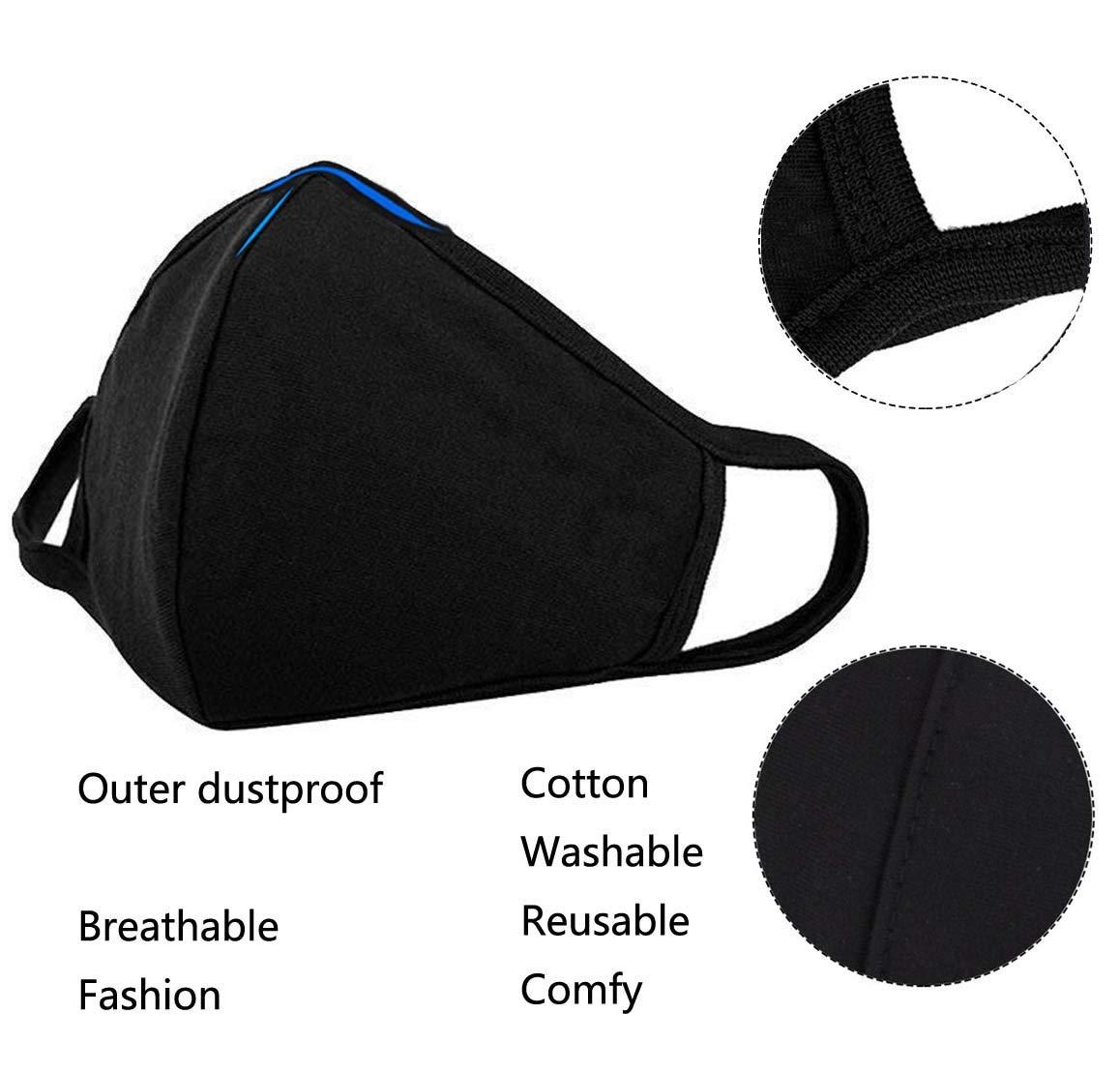 6pcs/Pack Black Mask Windproof Dustproof Masks Breathable Reusable Washed for Outdoor Sport Half Face Earloop Cotton Masks - Image 3