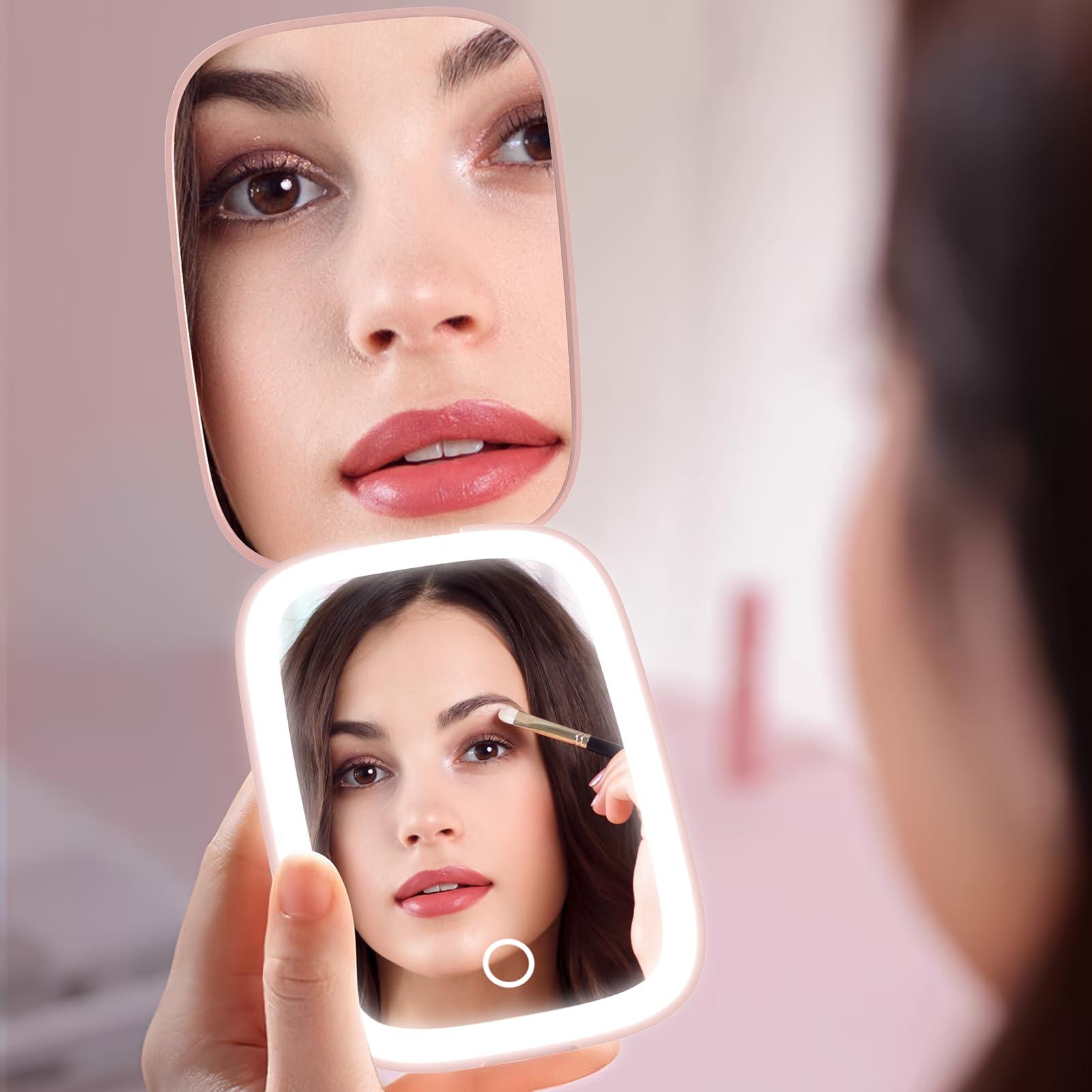 Personalized Gifts for Women Girls, Rechargeable Travel Mirror with 3 Color Lights and Auto-Off Feature, 1X/3X Mini Led Compact Makeup Mirror for Purse, Stocking Stuffers for Girls Women-Letter S - Image 7