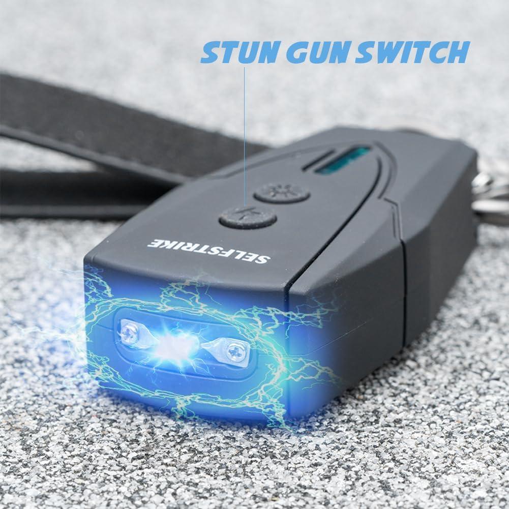Selfstrike Mini Stun Gun with LED Flashlight and Wrist Strap – Unique Key Chain Design – Using Anti Slip Materials can Better and Faster aim with Charging Cable,mini Screwdriver and User Manual - Image 2
