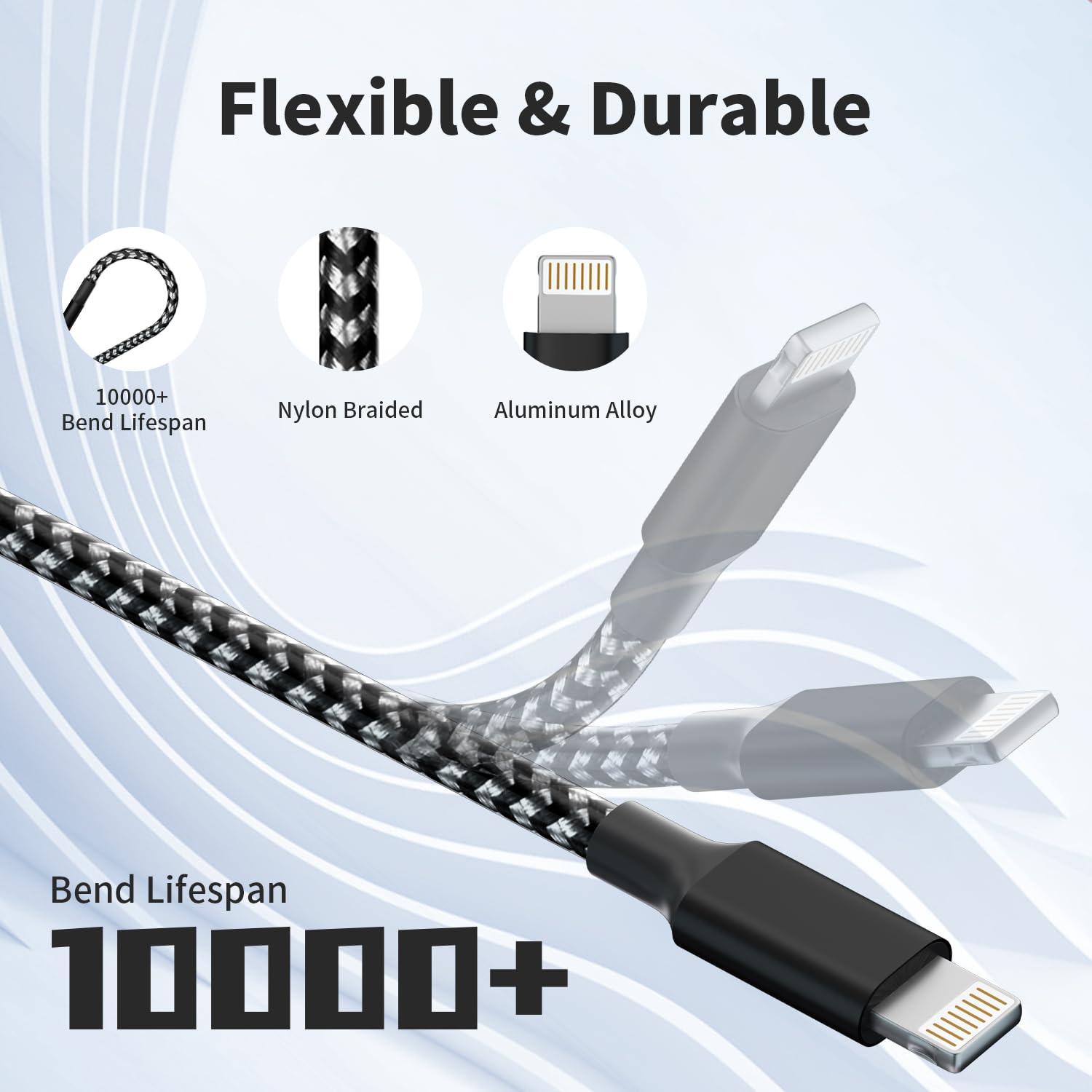 Firsting Multi Charging Cable,(2Pack 4FT) 3 in 1 Charging Cable for Multiple Devices, Nylon Braided Universal Charger Phone Charger Cord with Type-C,Micro USB,IP Port for iPhone16/15 Series/Phone&Pad - Image 4
