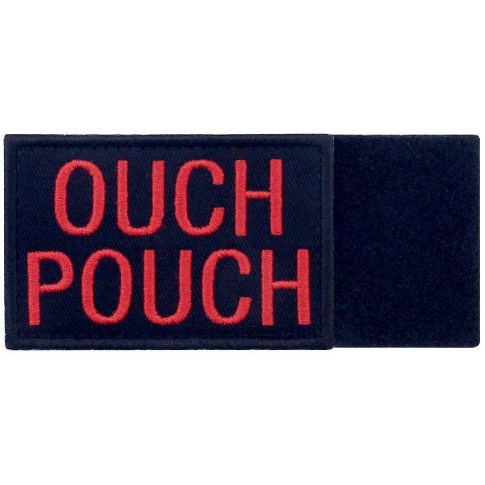 Ouch Pouch Embroidered Patch Tactical Moral Applique Fastener Hook & Loop Emblem, Red & Black - Image 5