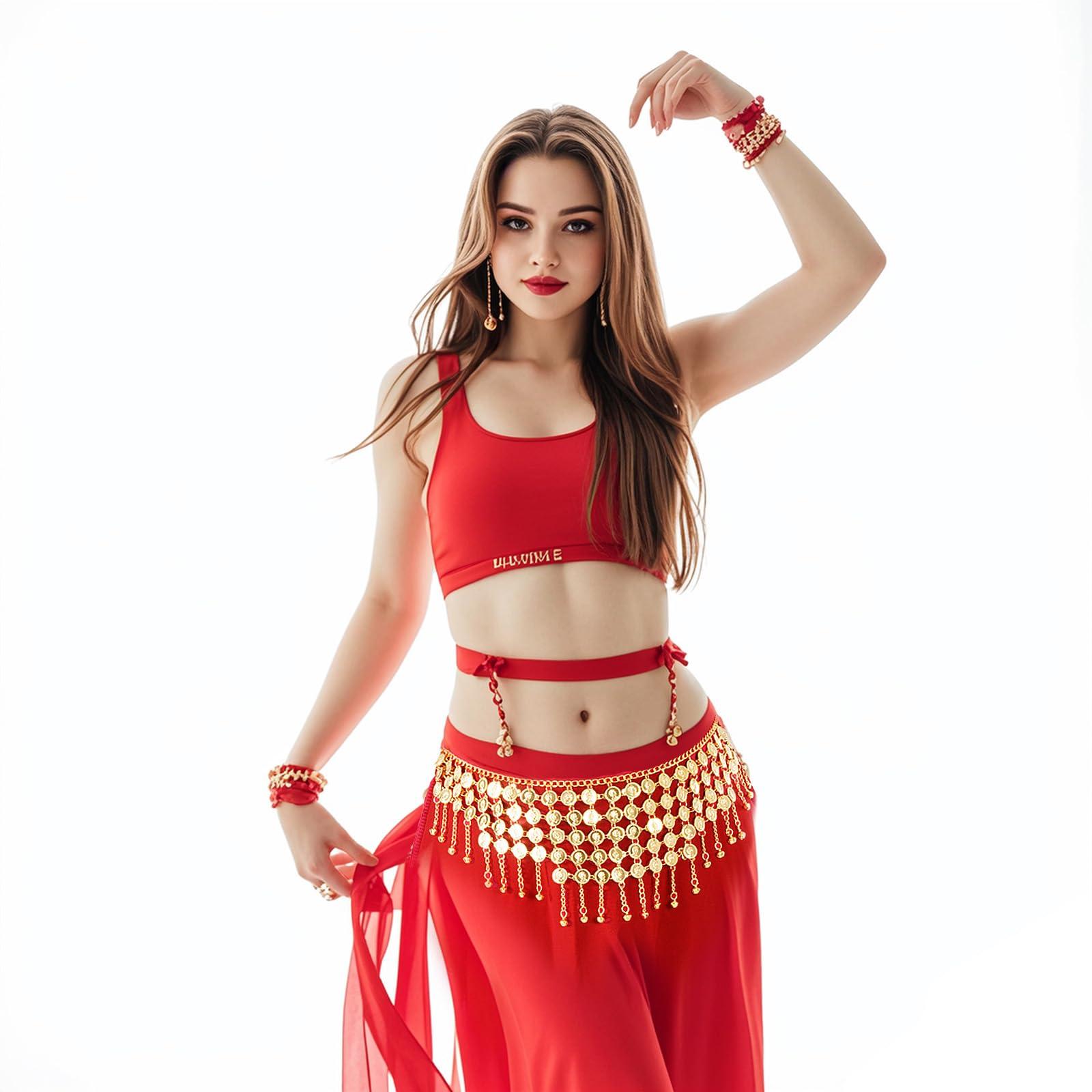Topbuti Coins Belly Dance Hip Scarf Belt Belly Dancing Coins Skirts Chain Belt for Bellydance Halloween Costume Accessory - Image 5