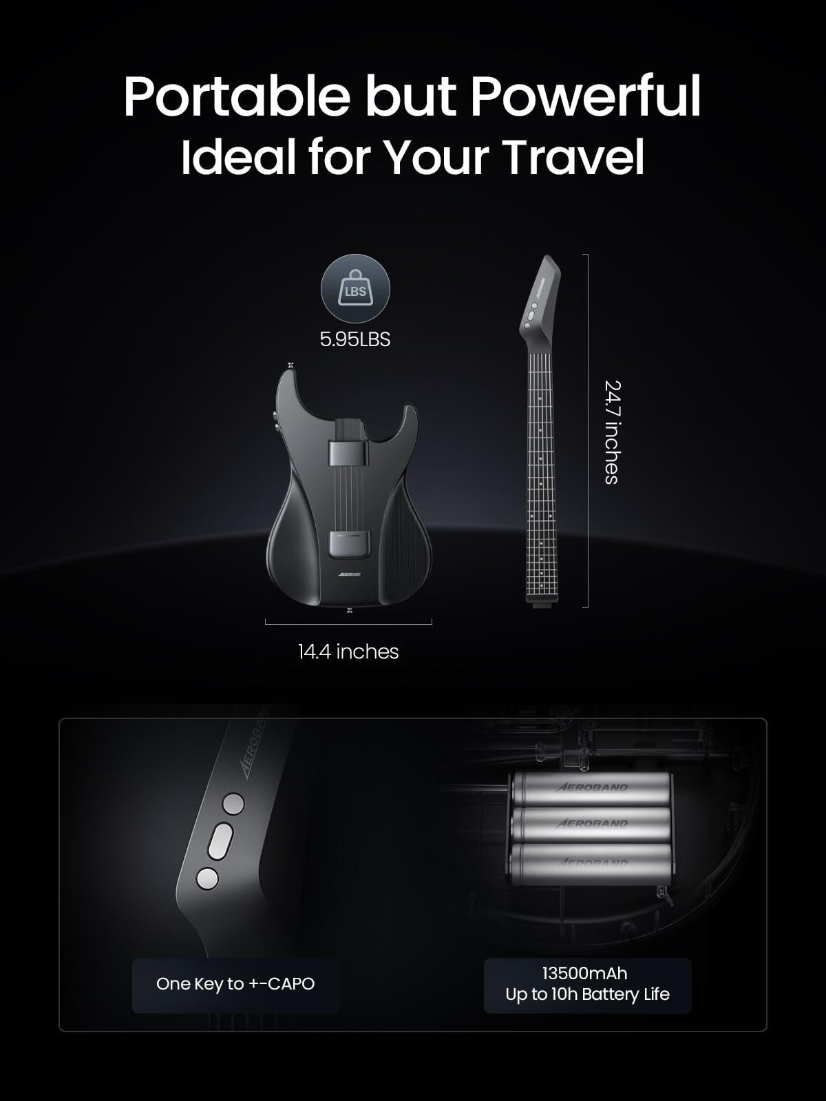 AeroBand Guitar Smart Guitar With Silicone Strings, Travel Silent Guitar With Detachable Fretboard, Headphone Jack, Built-in Speaker and Drum system, Aeroband APP Play, MIDI Guitar - Image 7