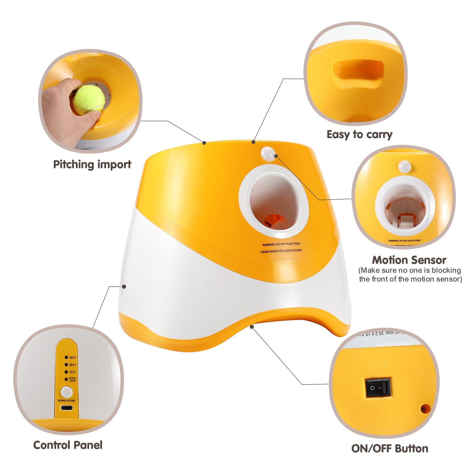 Best Automatic Ball Launcher for Dogs, USB Rechargeable Power - Indoor & Outdoor Dog Ball, Interactive Dog Fetch Tennis Ball Launcher Machine Toy for Small and Medium Dogs Comes with 3 Tennis Balls - Image 6