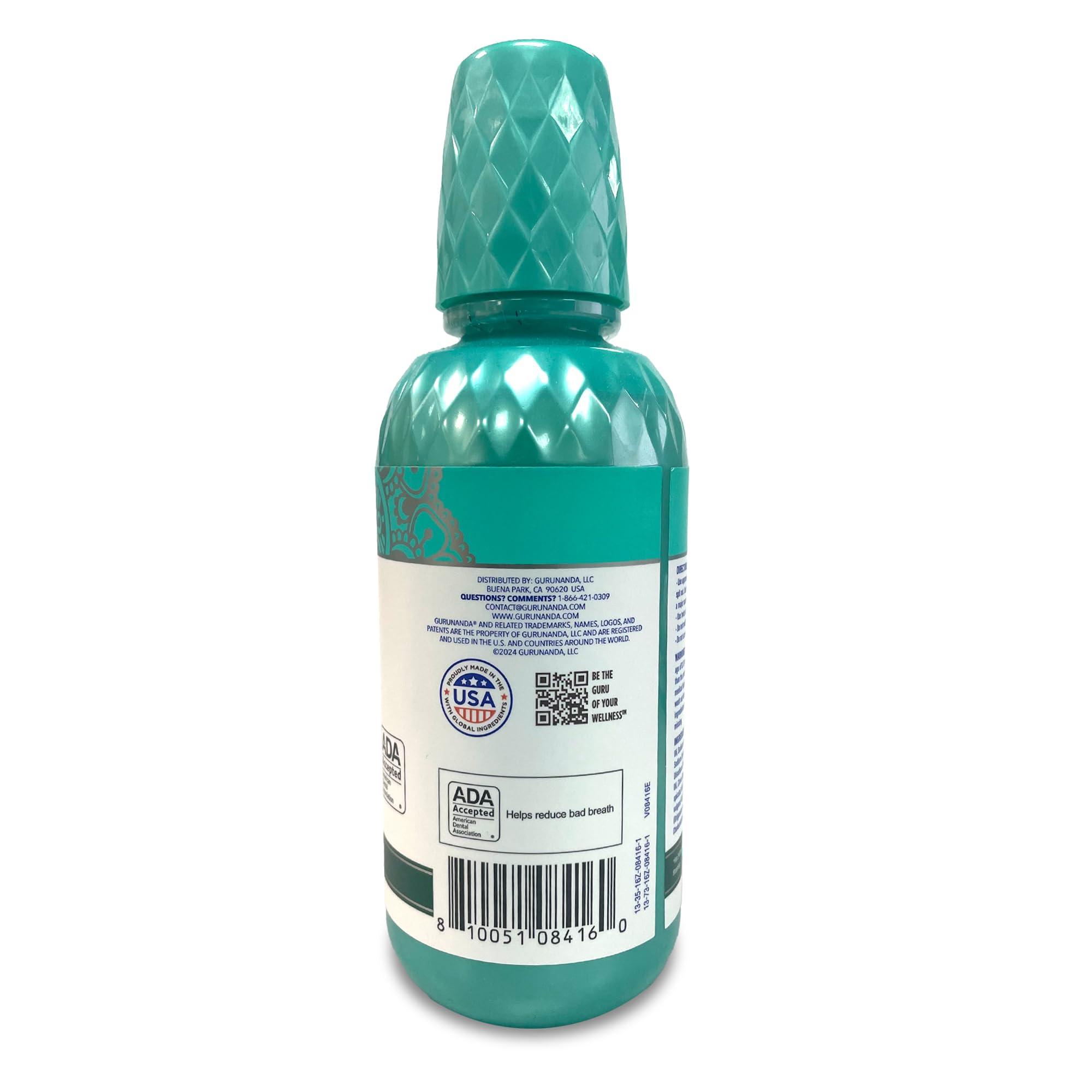 GuruNanda Fresh Breath Mouthwash, ADA-Accepted, Alcohol & Fluoride-Free, Sodium Chlorite, Essential Oils & Vitamins, 12-Hrs Fresh Breath, Wild Mint, 16 oz - 2 Pack - Image 8