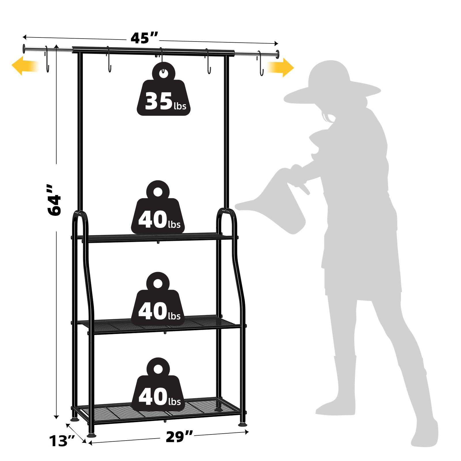 Simple Trending Plant Stand Indoor Outdoor, Heavy Duty Metal 3 Tiered Hanging Plant Shelf for Multiple Flower Planter Holder Tall Large Rack for Living Room Garden Balcony, Black - Image 3