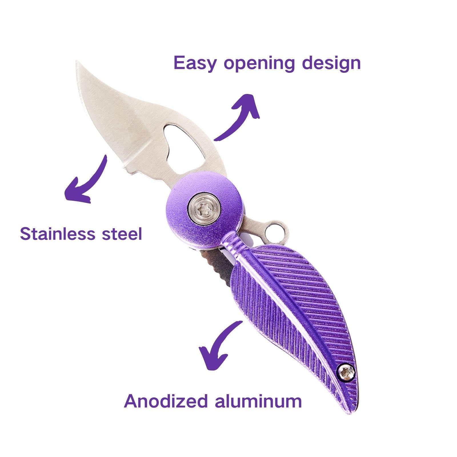 CHJIANAO Womens Mini Pocket Knife with Chain, Cool Gadget, Cute Key Accessory (Purple) - Image 3