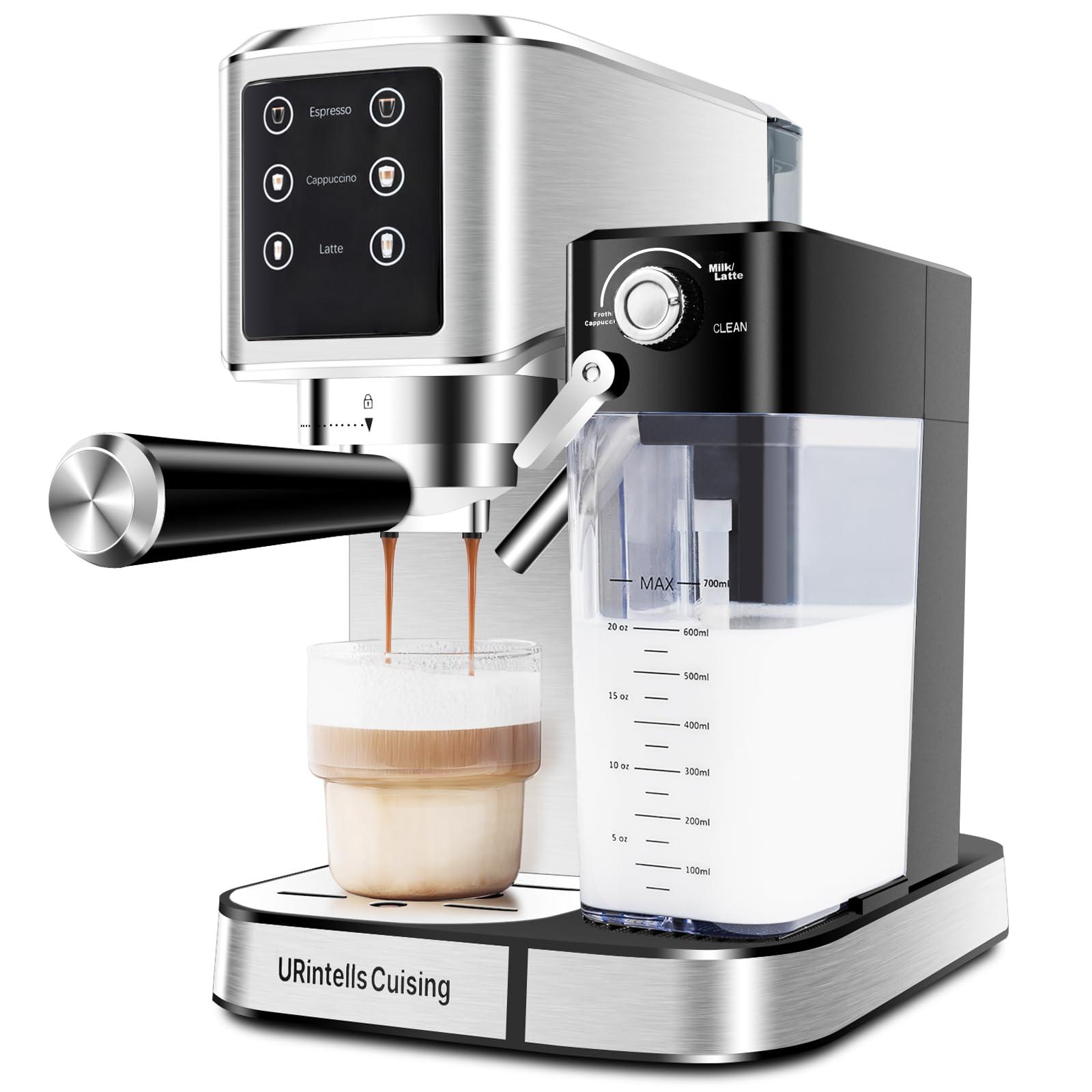 URintells Cuising Espresso Machine 20 Bar, Touchscreen Espresso Maker with Automatic Milk Frother for Cappuccino Latte, Expresso Coffee Machine for Home with Dual Heating System and Dual Pump
