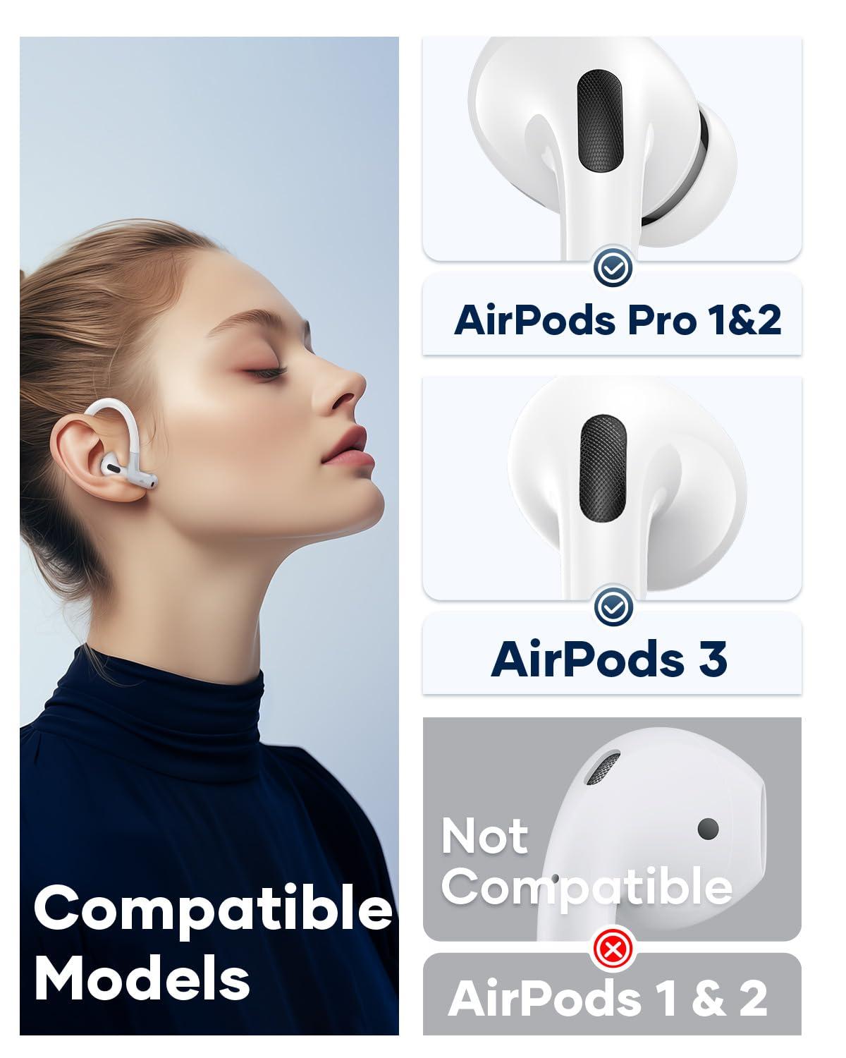 Gcioii Memory Titanium Alloy Ear Hooks for AirPods Pro 2, AirPods Pro, AirPods 3 [Added Anti-Lost Lanyard], Anti-Slip Sports Accessories Ear Hooks, Comfortable Fit (White) - Image 3