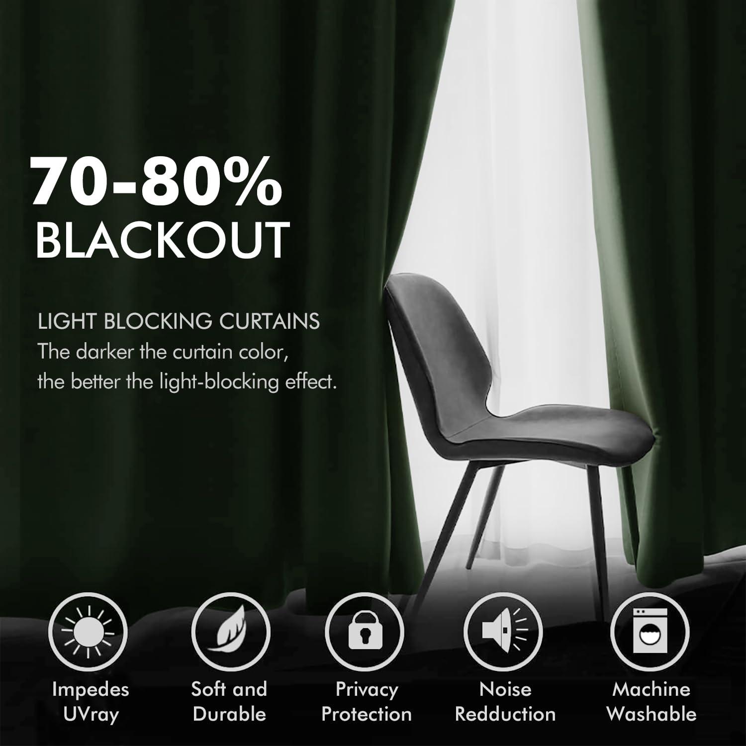 MIULEE Velvet Curtains Olive Green Elegant Grommet Curtain Thermal Insulated Soundproof Room Darkening Curtains/Drapes for Classical Living Room Bedroom Decor 52 x 84 Inch Set of 2 - Image 4