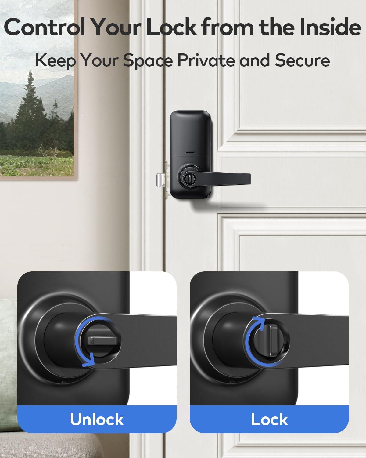 TEEHO TE004 Keyless Entry Keypad Door Lock with Handle - Front Digital Door Electronic Deadbolt with Anti-Peeping, Auto Lock & Passage Mode - Easy Installation - Matte Black - Image 5