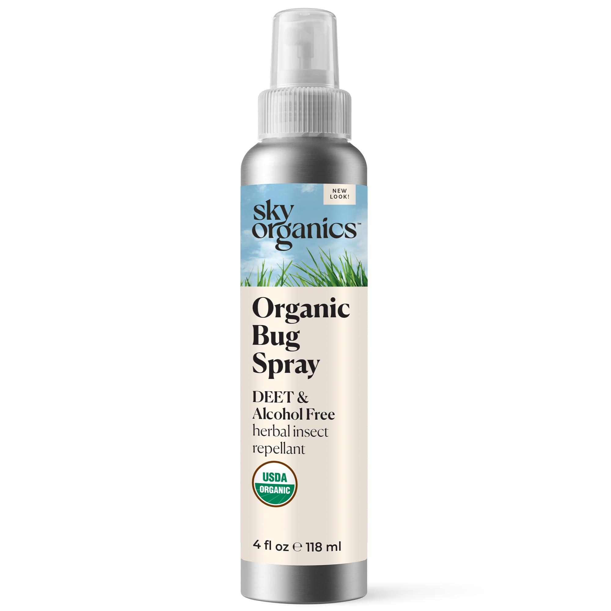 Sky Organics - Organic Bug Spray, 4oz - Deet & Alcohol Free - Herbal Insect & Mosquito Spray - Protect - Made w/Citronella & Lemongrass - Plant Based Formula - Natural, Vegan, & Cruelty Free