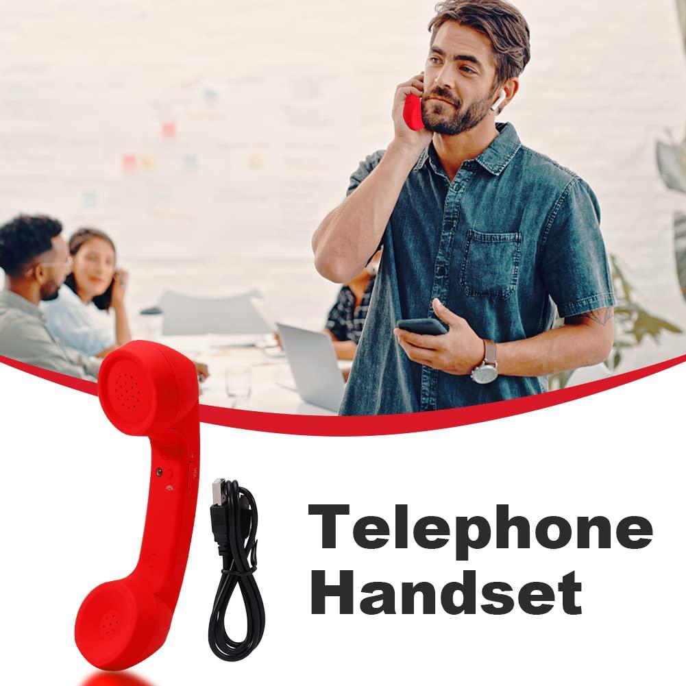 EMVANV Cordless Telephone Handset, Retro Wireless Mobile Phone Telephone Handset Receivers Headphones Radiation Proof Stereo Convenient Call Cell Phone(Red) - Image 6