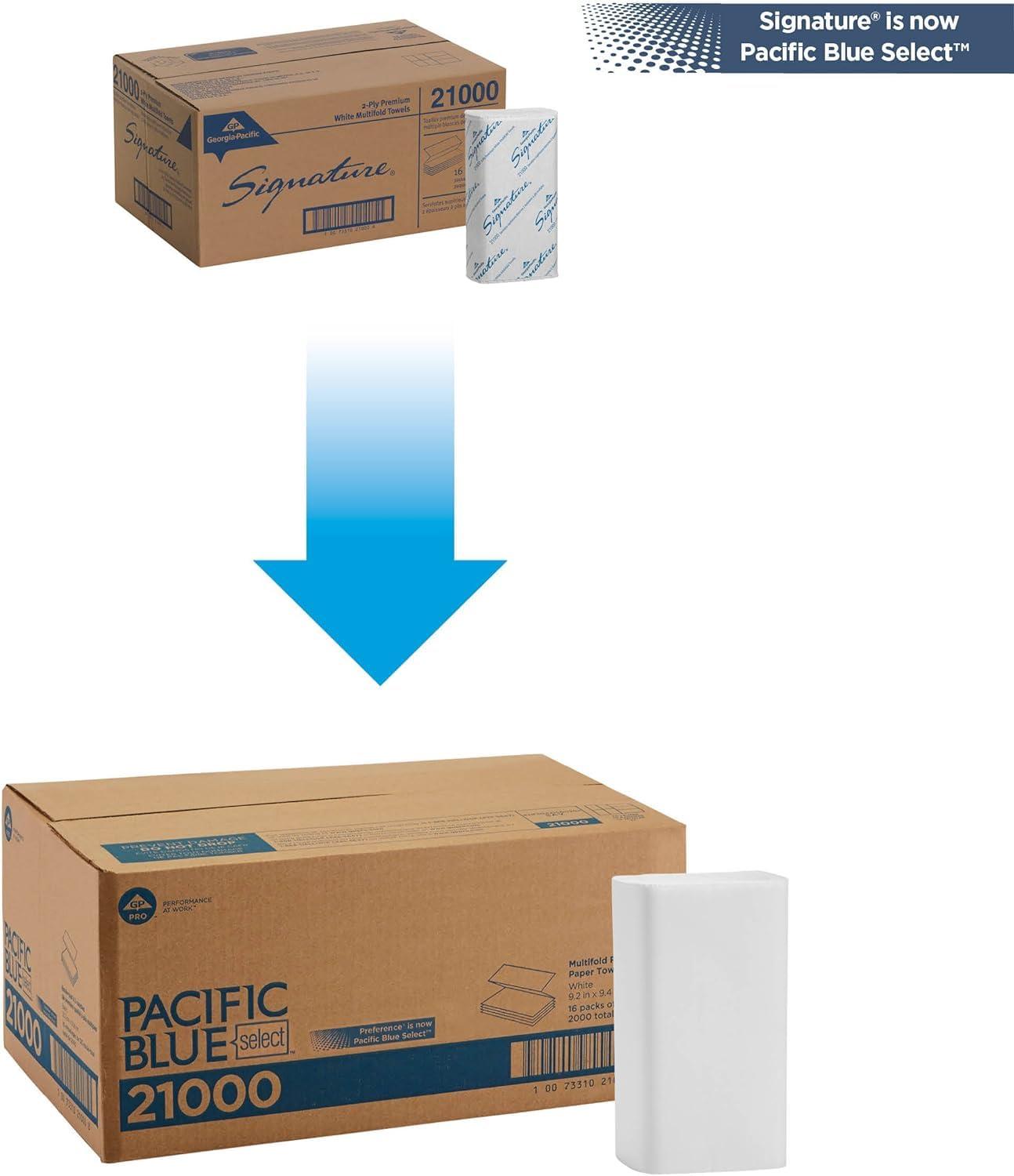 Pacific Blue Select Multifold Premium 2-Ply Paper Towels (Previously Signature) by GP PRO, White, 21000, 125 Per Pack, 16 Packs Per Case - Image 2