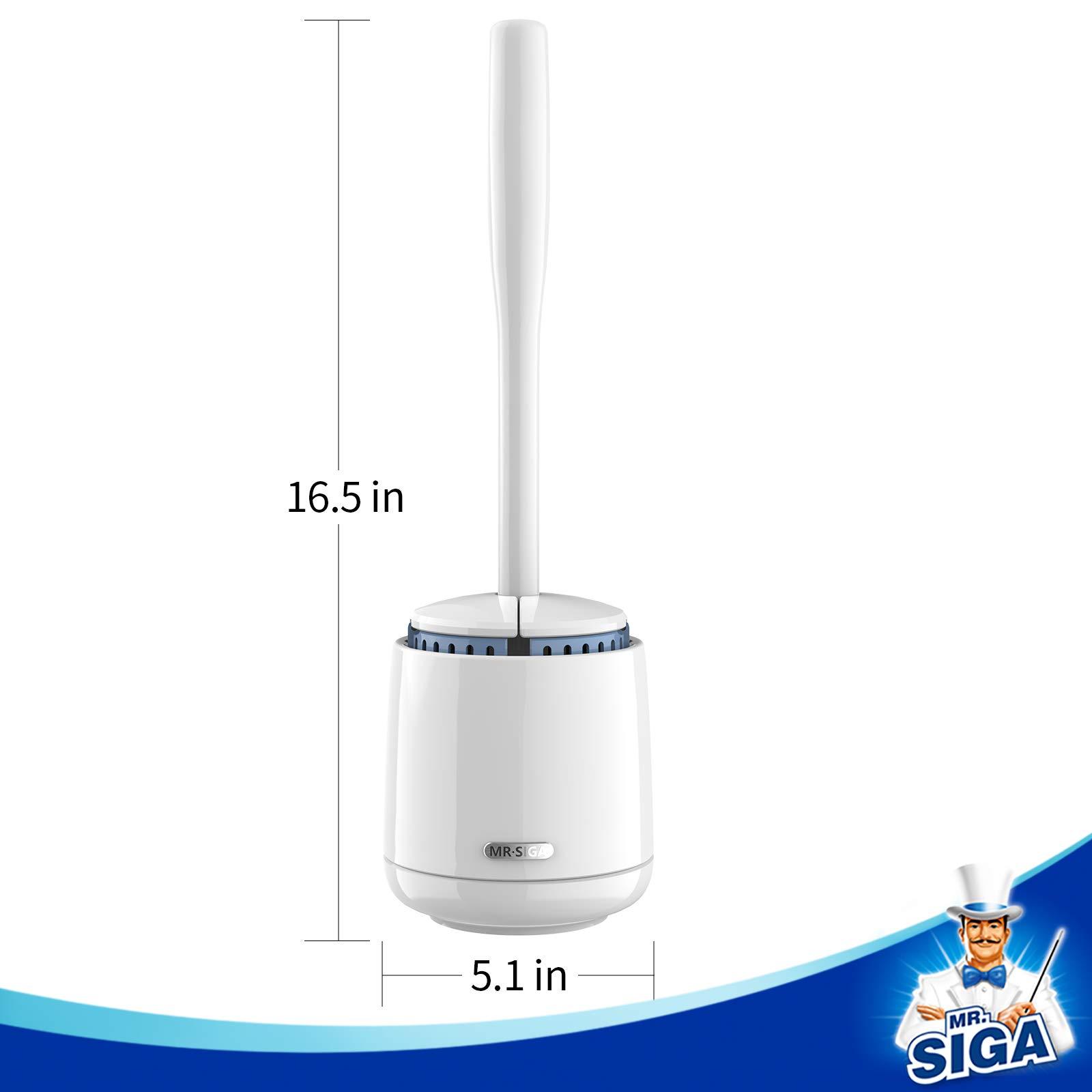MR.SIGA Toilet Bowl Brush and Holder, Premium Quality, with Solid Handle and Durable Bristles for Bathroom Cleaning, White, 1 Pack - Image 2