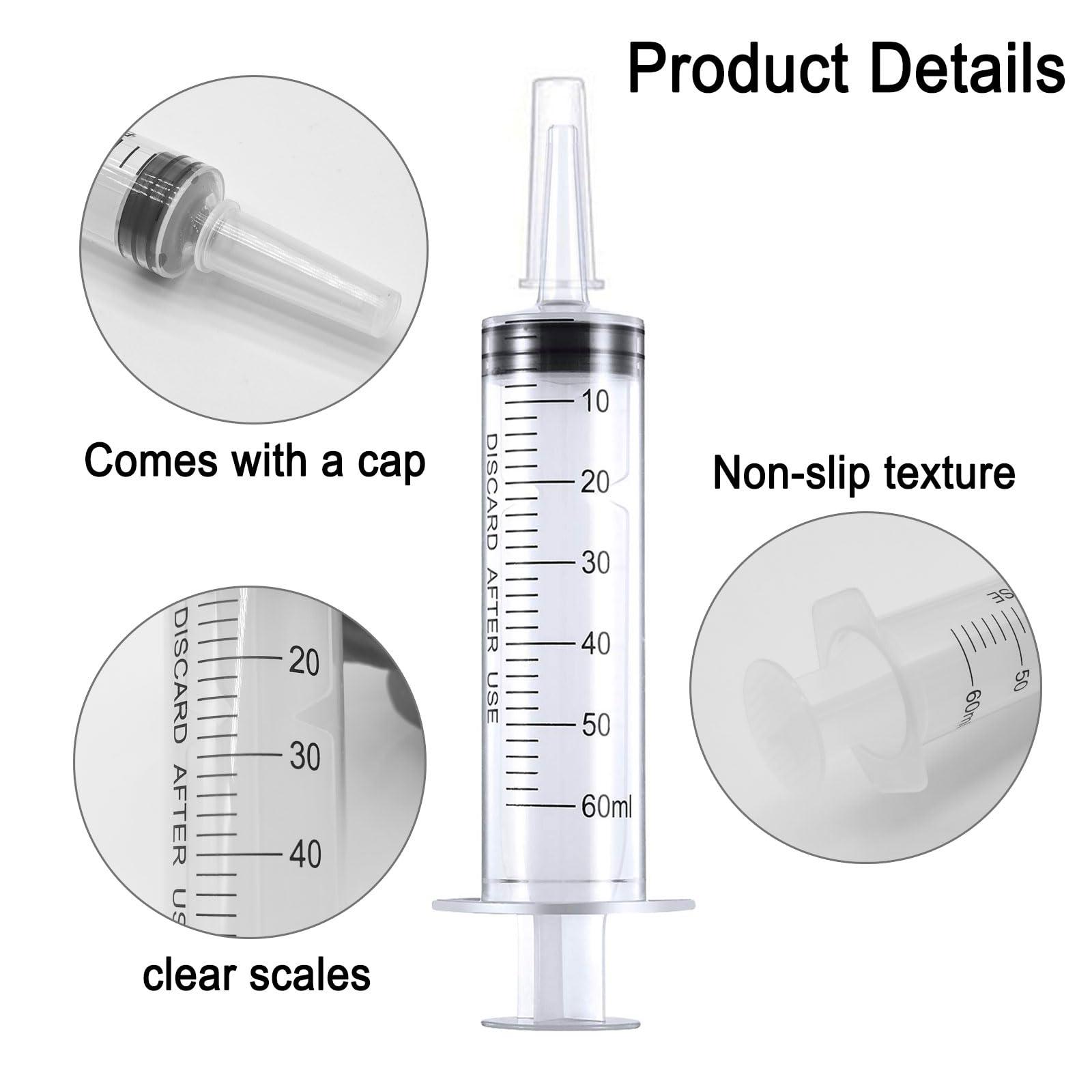 4 Pack 60 ml Syringe for Liquid Without Needle,Syringe with Cap,Individually Wrapped,for Scientific Labs,Measurement,Dispensing,Oil or Glue Applicato - Image 3