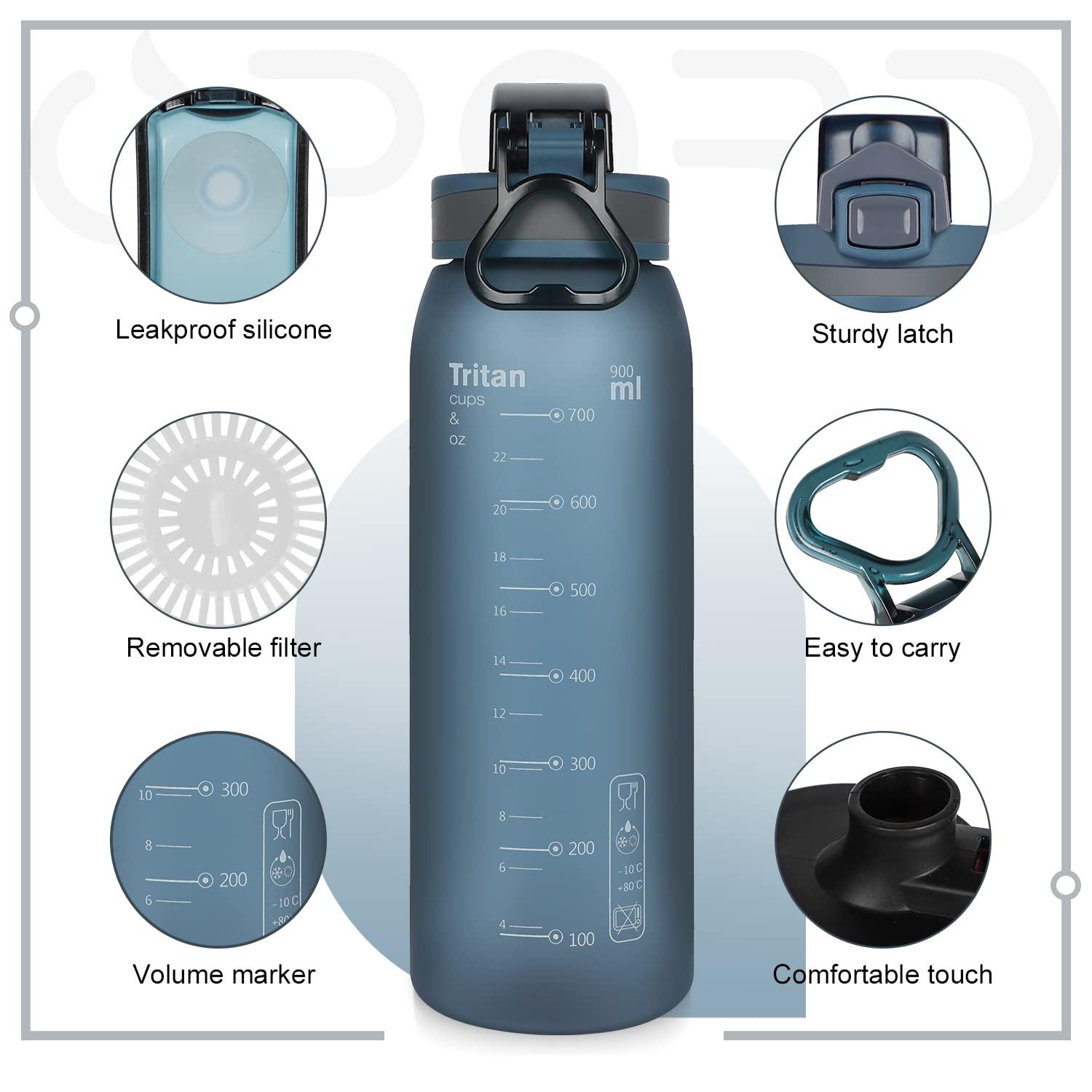 Opard 30oz/32oz Sports Water Bottle with Leak Proof Flip Top Lid BPA Free Tritan Reusable Plastic for Gym and Outdoor, Travel Water Bottle with Straw - Image 3