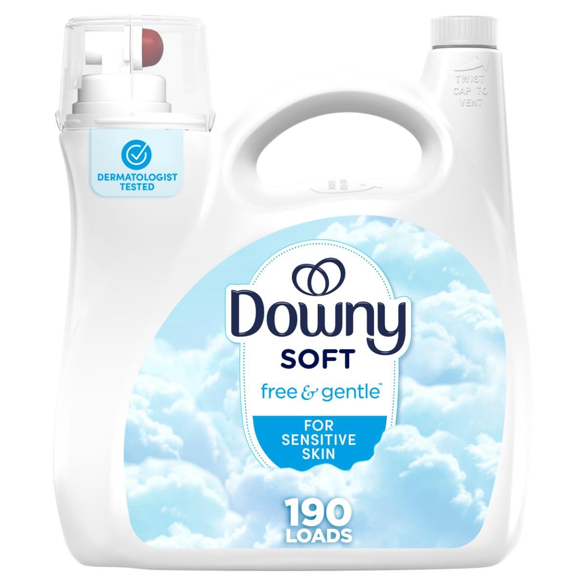 Downy Free & Gentle Fabric Softener, Fabric Conditioner, Hypoallergenic, 190 Loads, 140 fl oz, Downy Fabric Softener, Liquid Fabric Softener