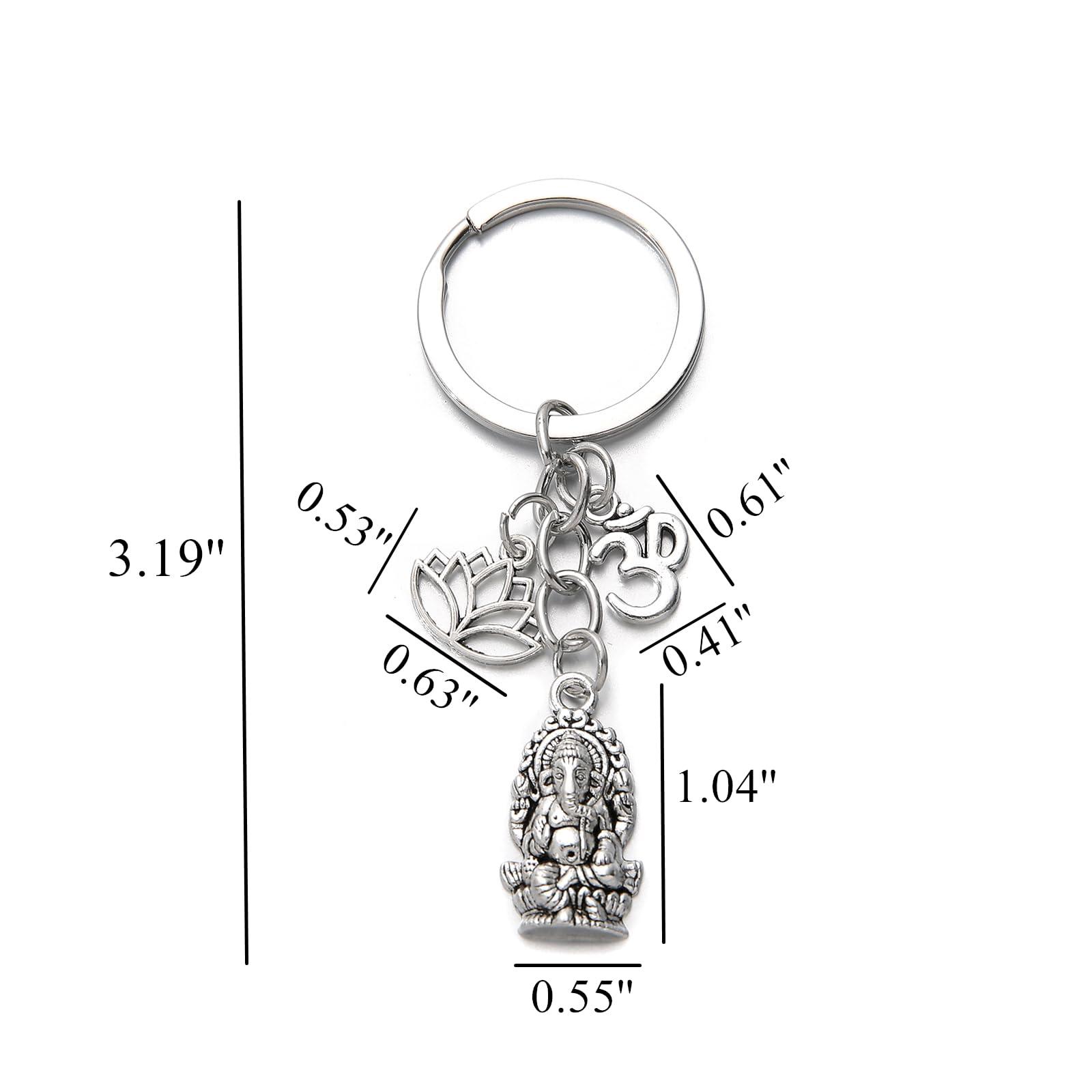 PHAETON 20PCS Ganesha Keychain with Lotus Charm Buddha Key Ring Key Holder Buddha Keychain, God Of Wealth Elephant Keychain for Festive Occasions, 3.18inch, Silver - Image 2