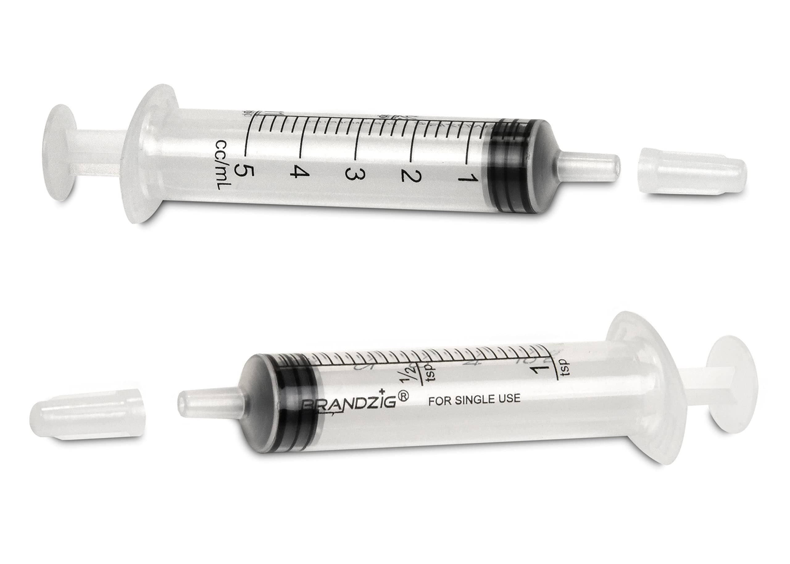 5ml Syringe With Cap (100 Pack) | Oral Dispenser Without Needle, Luer Slip Tip, | Individually Wrapped Medicine Dropper For Infants & Pets - Image 2