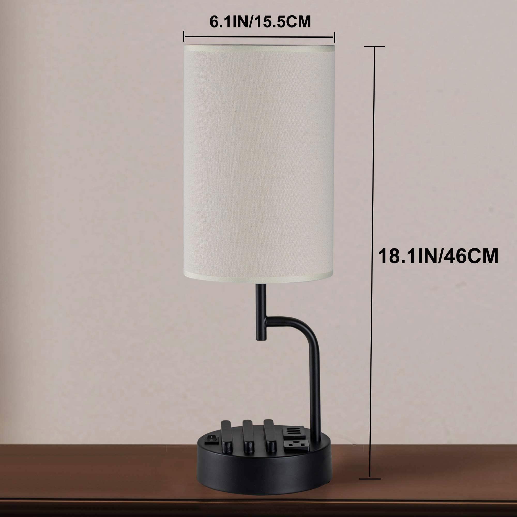 Dreamholder Table Lamp with 3 USB Charging Ports, Modern Desk Lamp with AC Outlet and Phone Stands, Perfect Bedside Lamp for Bedroom, Living Room, Office (Pack of 2), Cream - Image 5