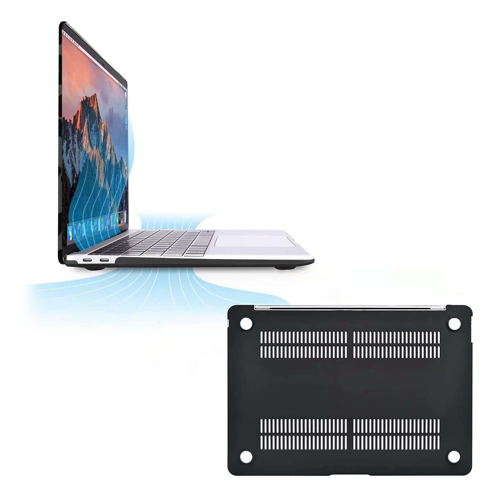 MOSISO Compatible with MacBook Air 13 inch Case 2022 2021 2020 2019 2018 Release A2337 M1 A2179 A1932 Retina Display, Plastic Leopard Grain Hard Shell Case&Keyboard Cover&Screen Protector, Black - Image 4
