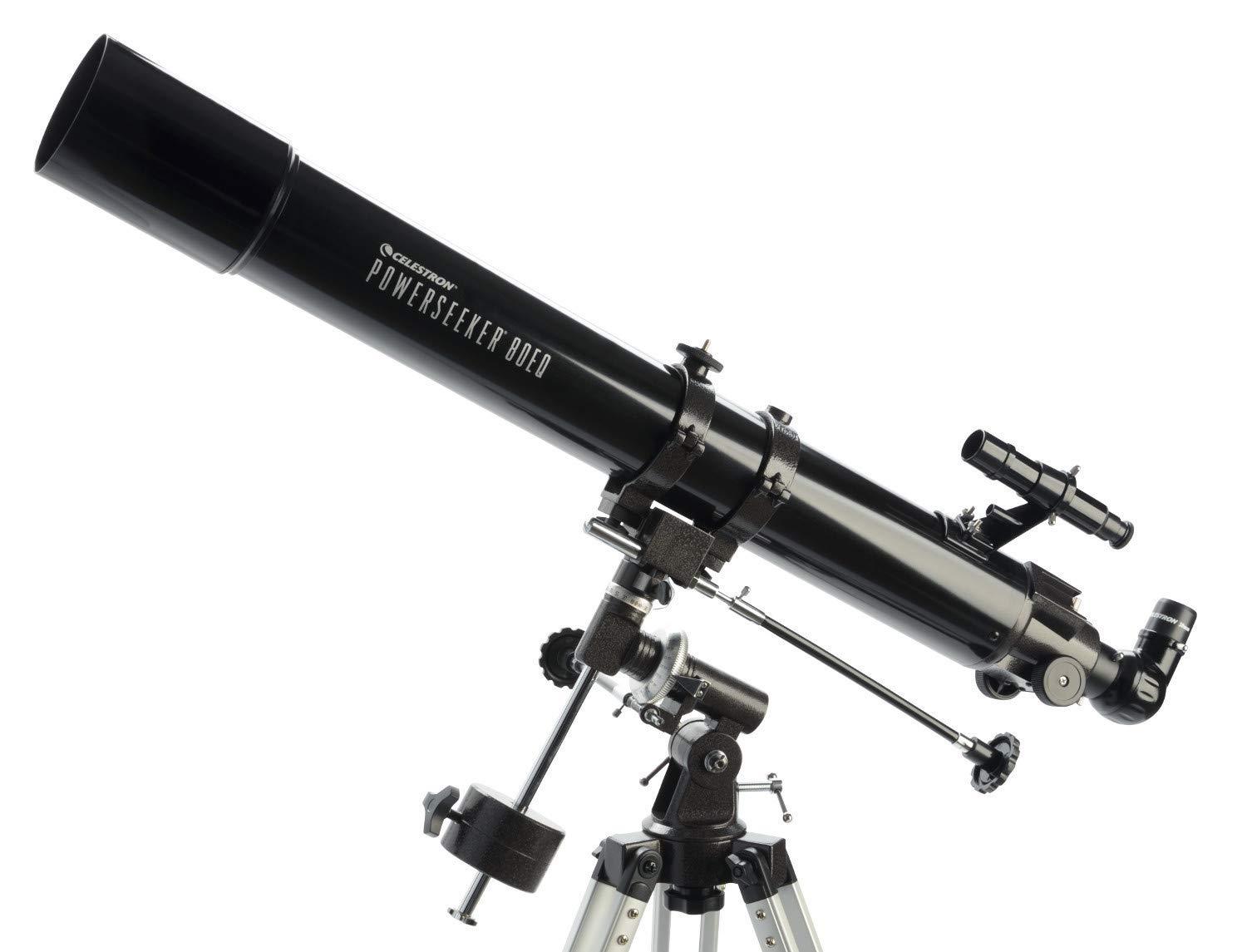 Celestron 21048 PowerSeeker 80EQ Refractor Telescope - Includes Two Eyepieces, Erect Image Diagonal, 3X Barlow Lens, Height-Adjustable Tripod and Deluxe Accessory Tray, Black - Image 3