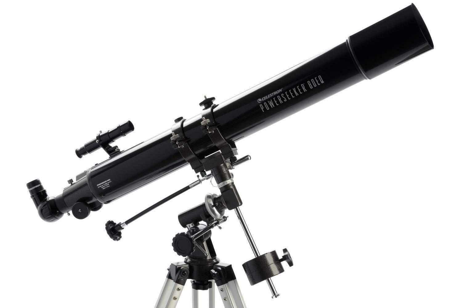 Celestron 21048 PowerSeeker 80EQ Refractor Telescope - Includes Two Eyepieces, Erect Image Diagonal, 3X Barlow Lens, Height-Adjustable Tripod and Deluxe Accessory Tray, Black - Image 4