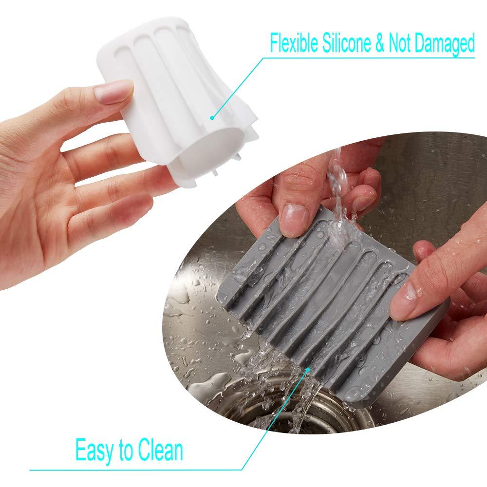 2PCS Soap Dish Holder, Premium Silicone Soap Dishes for Shower Bathroom Kitchen Sinks， Soap Tray Saver Drainer, Self-draining Waterfall, Non-Slip Design, Easy Cleaning (Gray) - Image 4