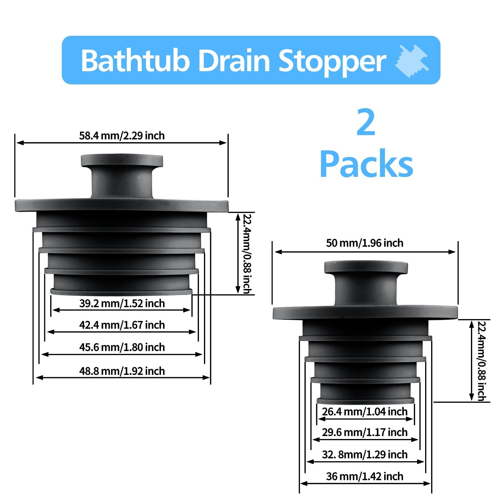 Aluvor Bathtub Stopper 2pcs Sink Stopper Tub Plug Bathroom Shower Drain Plug Silicone Bathtub Drain Plug Tub Drain Stopper Washbasin Stopper - Image 3