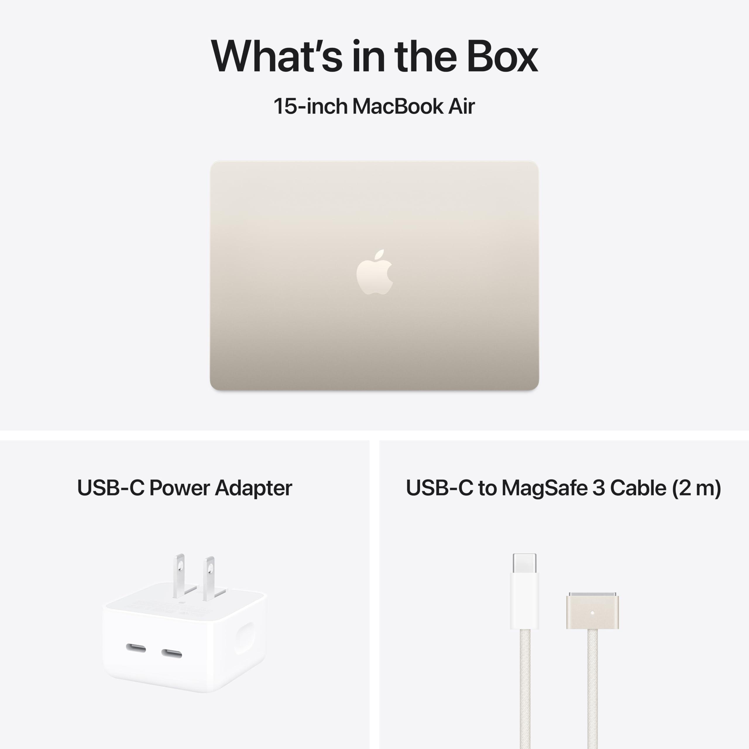 Apple 2025 MacBook Air 15-inch Laptop with M4 chip: Built for Apple Intelligence, 15.3-inch Liquid Retina Display, 16GB Unified Memory, 256GB SSD Storage, 12MP Center Stage Camera, Touch ID; Starlight - Image 7