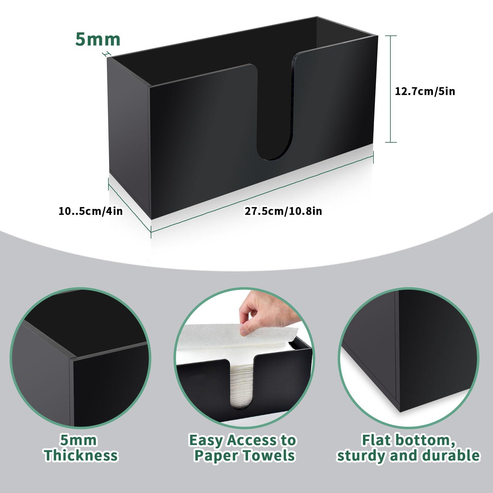 2Pack Paper Towel Holder Countertop, Black Acrylic Napkin Dispenser, Multifold Paper Towel Dispenser for for Z-fold C-fold MultiFold Trifold-Bathroom Toilet Kitchen Restaurant - Image 3