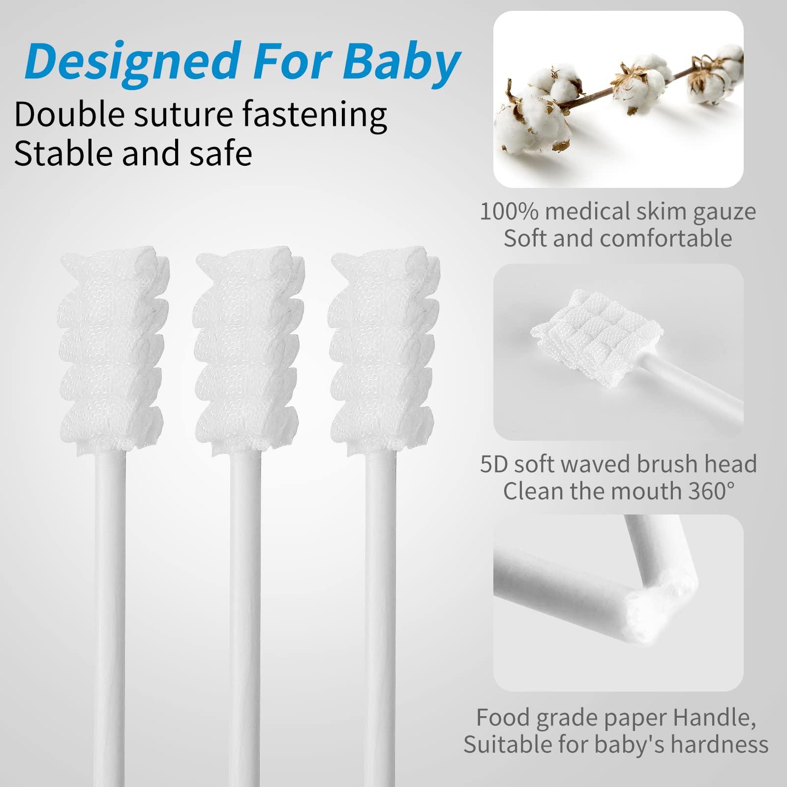 Mokoala 60Pcs Baby Tongue Cleaner, Baby Toothbrush, Disposable Infant Mouth Cleaner, Soft Gauze Toohthbrush Toddler Oral Cleaning Stick Dental Care for 0-36 Month Newborn - Image 2