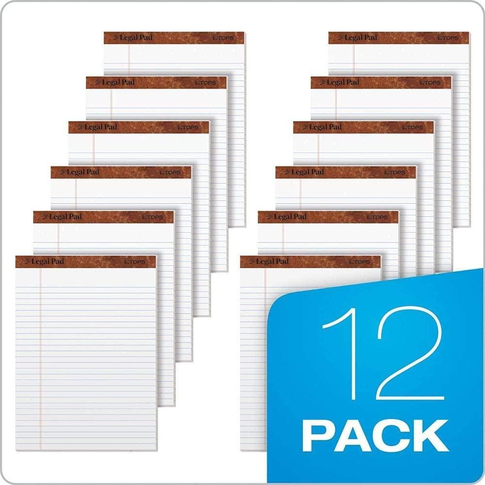 TOPS 8.5 x 11 3/4 Legal Pads, 12 Pack, The Legal Pad Brand, Wide Ruled, White Paper, 50 Sheets Per Writing Pad, Made in the USA (7533) - Image 6
