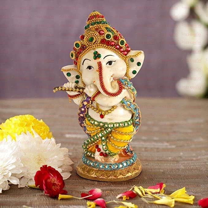 TIED RIBBONS Ganesh Statue | 5.5 inch | Ganesha Idol for Table Desktop, Indian God Idol Diwali Gifts | Ganesh Chaturhti Decoration | Indian God Idol Return Gifts | Ganesha Statues for Car Dashboard - Image 2