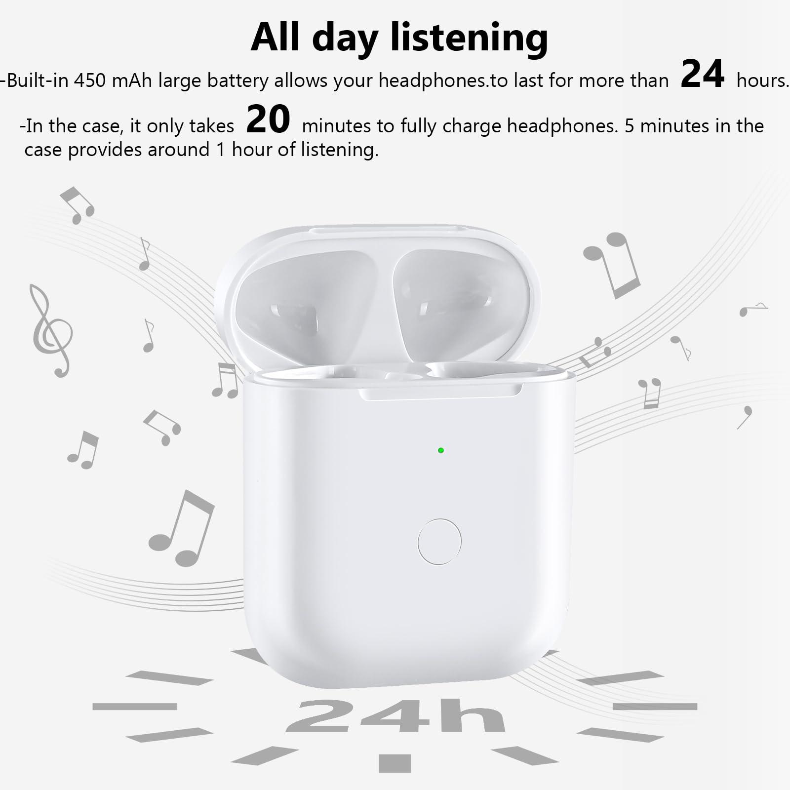Wireless Charging Case Compatible with AirPod 2 1, Air Pod Charger Case Replacement with Bluetooth Pairing Sync Button, No Earbuds, White - Image 4