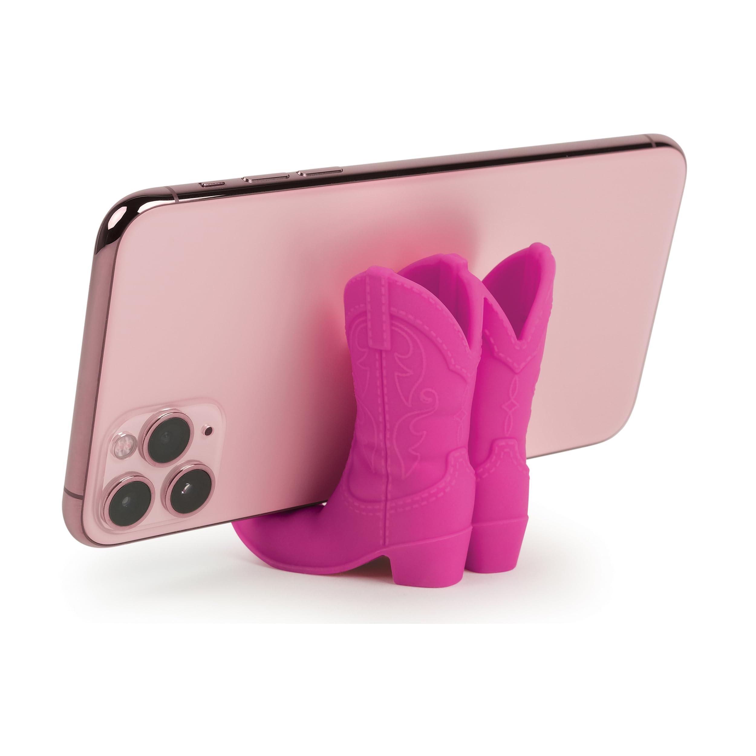 Genuine Fred Giddy UP Phone Stand, Pink, Cowboy Boot Tech Accessory, Fits Most Mobile Smartphones, Grippy Silicone, Fun Cowboy Boot Details - Image 2