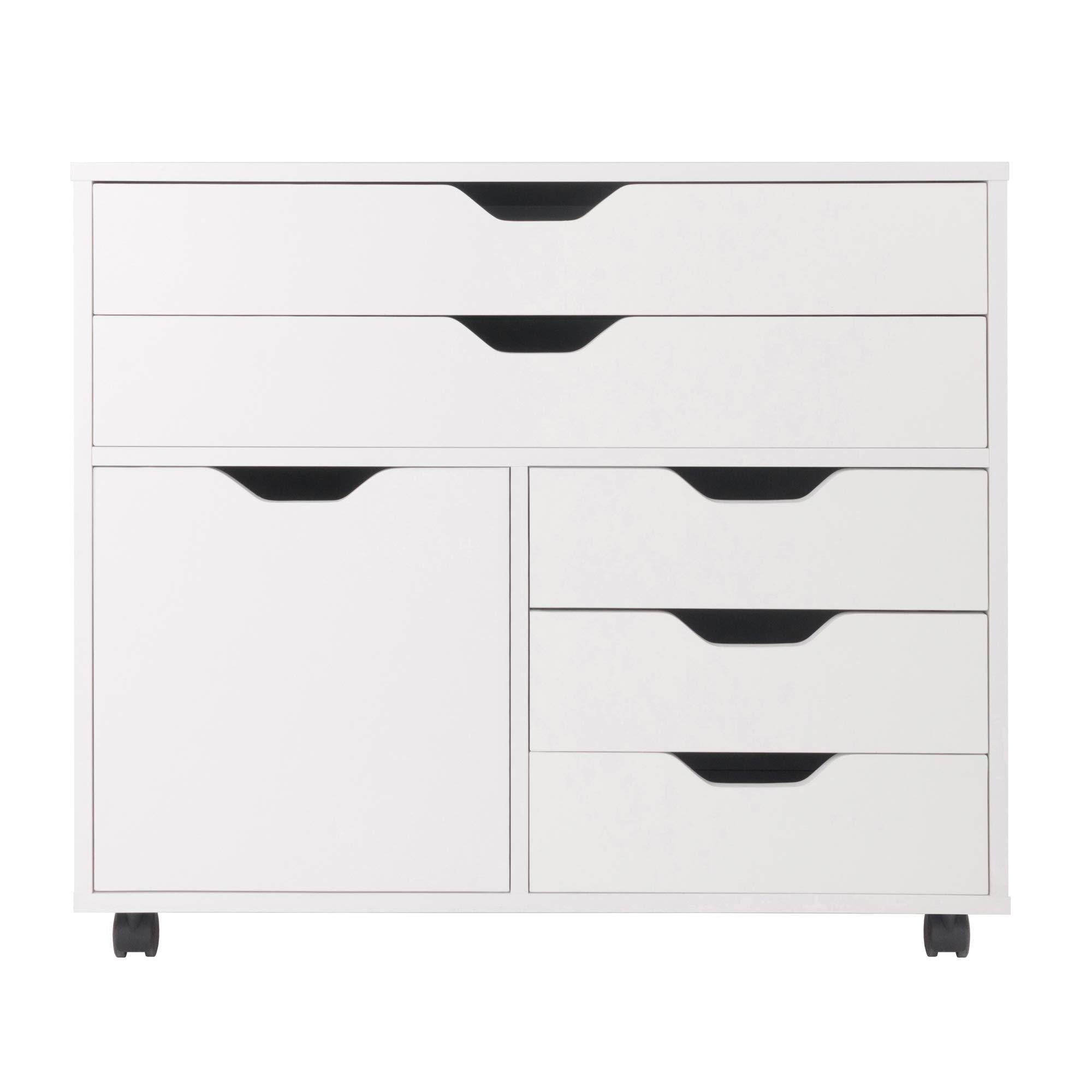 Winsome Halifax 3-Section Mobile Cabinet with 5 Drawers, for Living Room, Home Office, White - Image 5