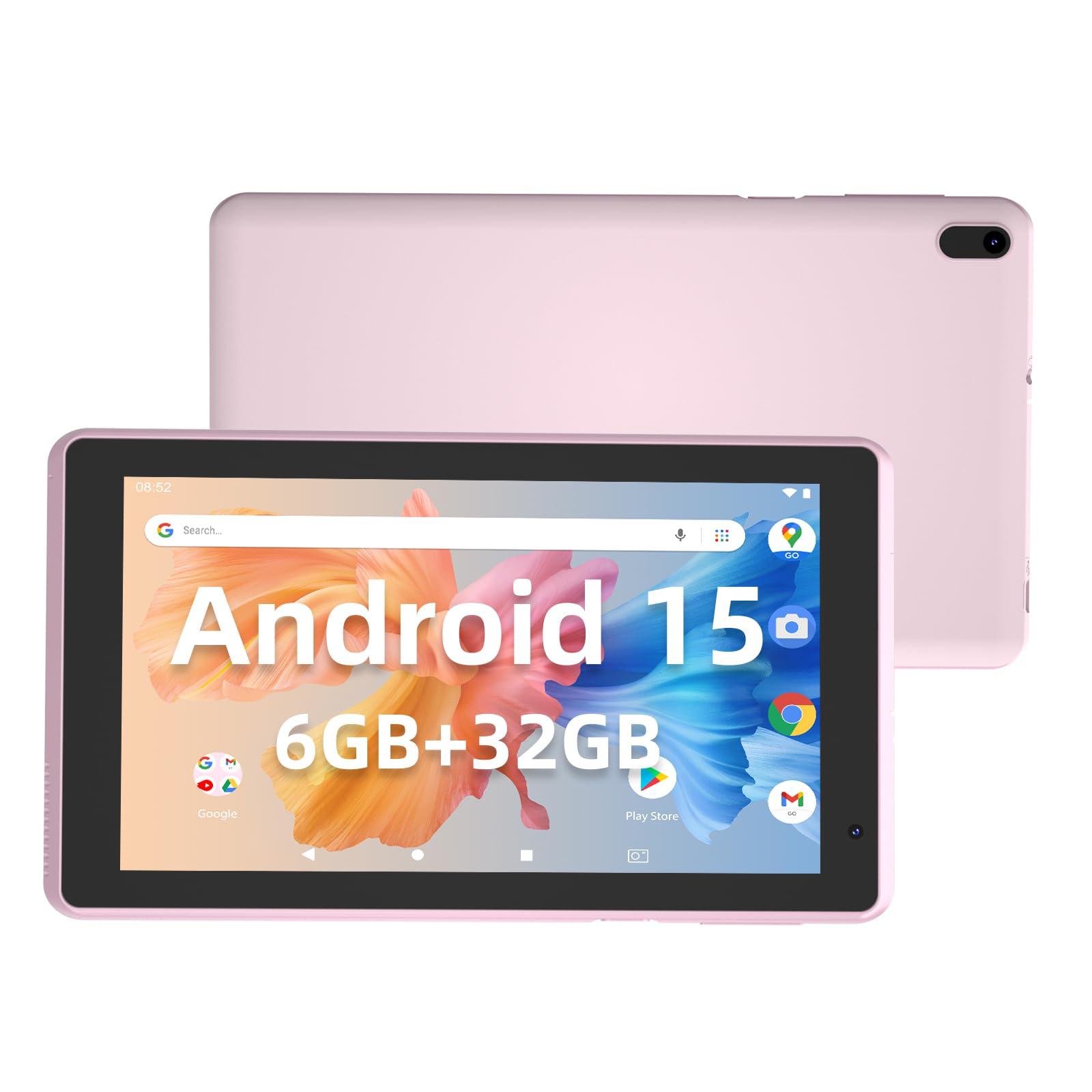 IWEGGO Android 15 Tablet, 7 Inch Tablet, 6GB RAM 32GB ROM/ 1TB Expandable, 5MP Camera, 1.6Ghz Quad-core Processor, 3000mAH Battery Tableta PC, Wi-Fi 6 BT 5.0 7'' Android Laptop