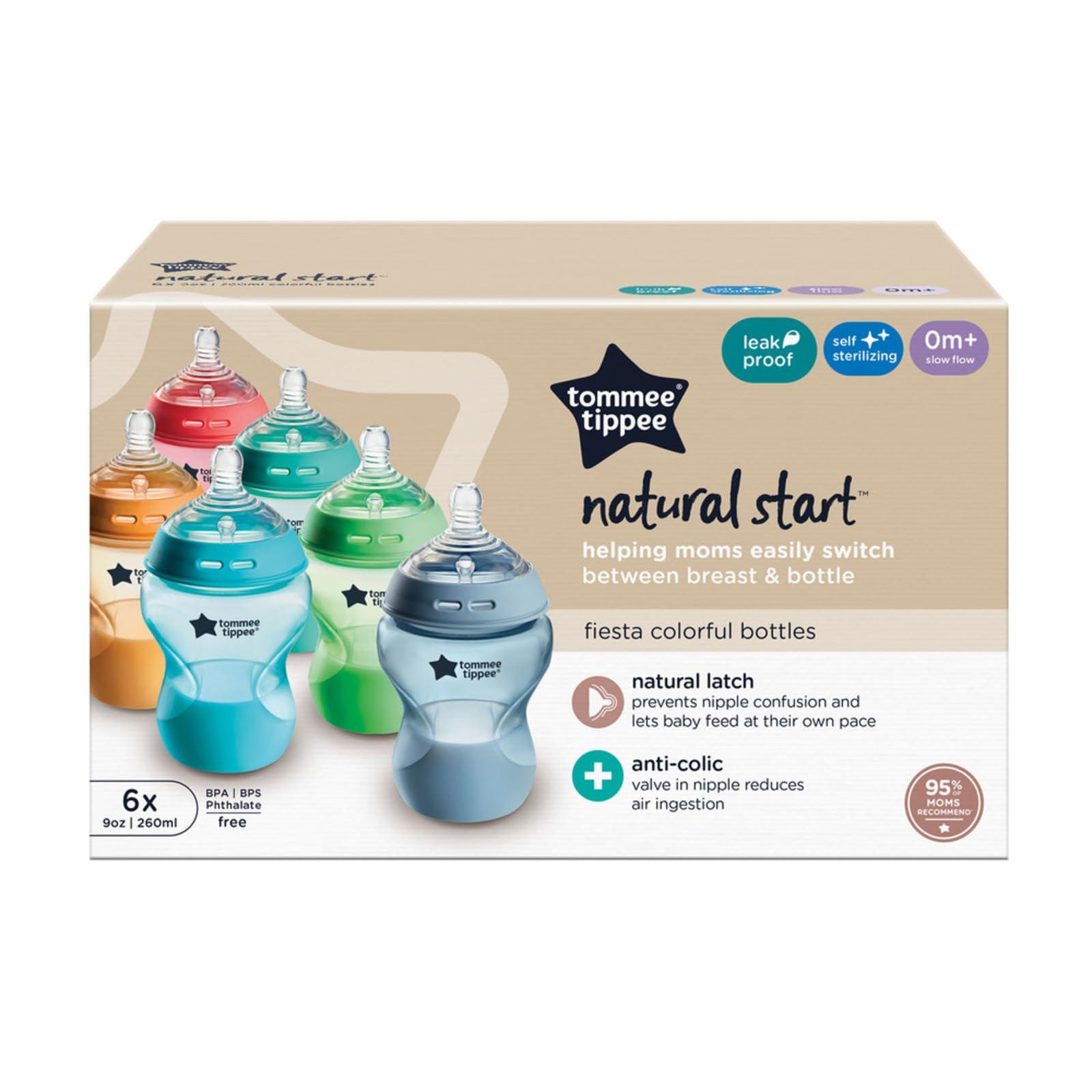 Tommee Tippee Natural Start Anti-Colic 9 oz BPA Free Baby Bottles, 0+ Months, Slow Flow Breast-Like Nipple, Self Sterilizing, Designed for Seamless Transition Between Bottle & Breast, Fiesta,Pack of 6 - Image 8